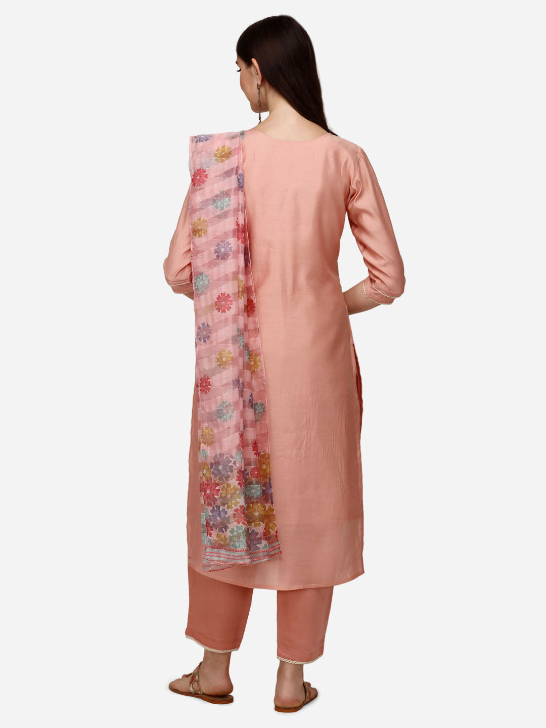 Hand Embroidered Kurta with Pant & Printed Dupatta Set