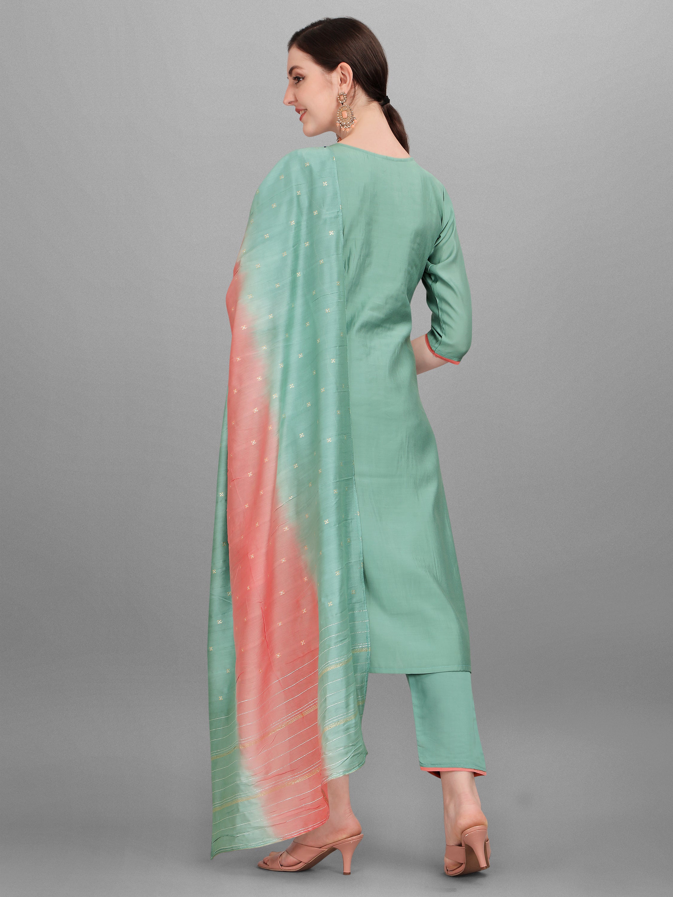 Embroidered Kurta with Pant & Dupatta Set