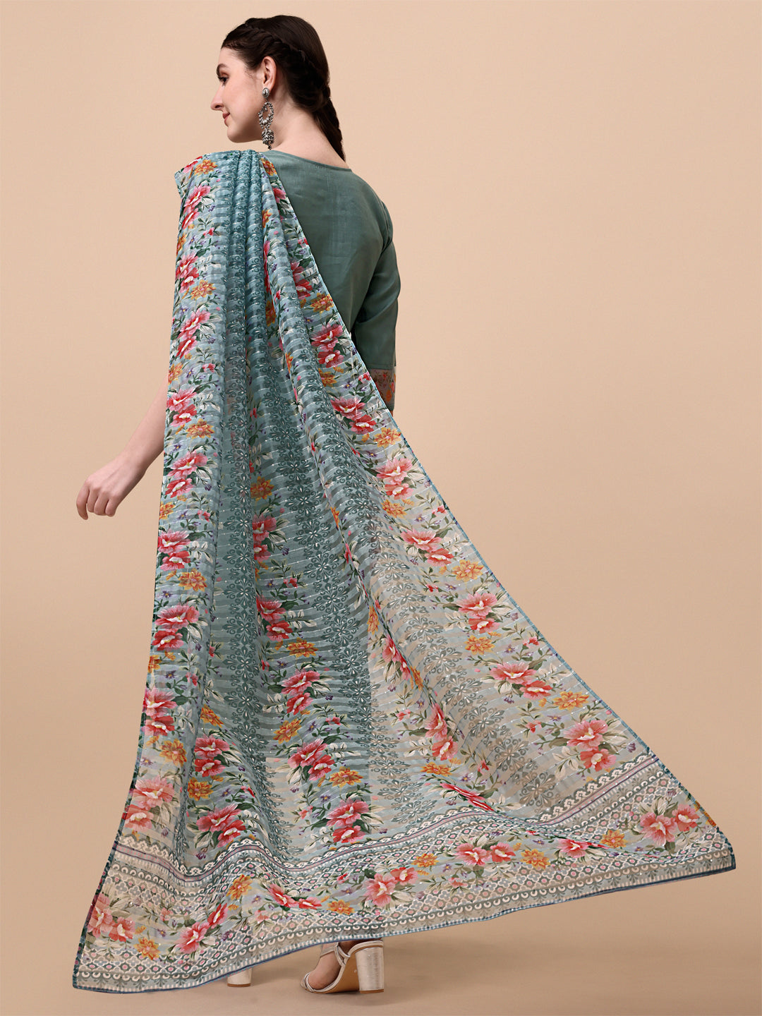 Embroidered kurta With Pant and Printed Dupatta set