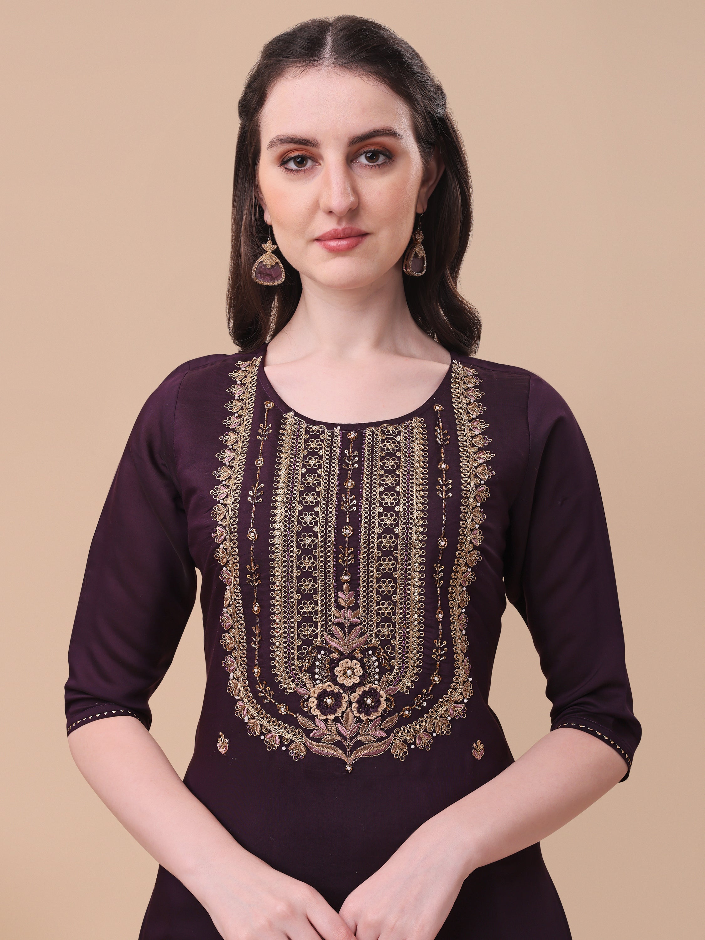 Embroidered kurta with pant & Dupatta set