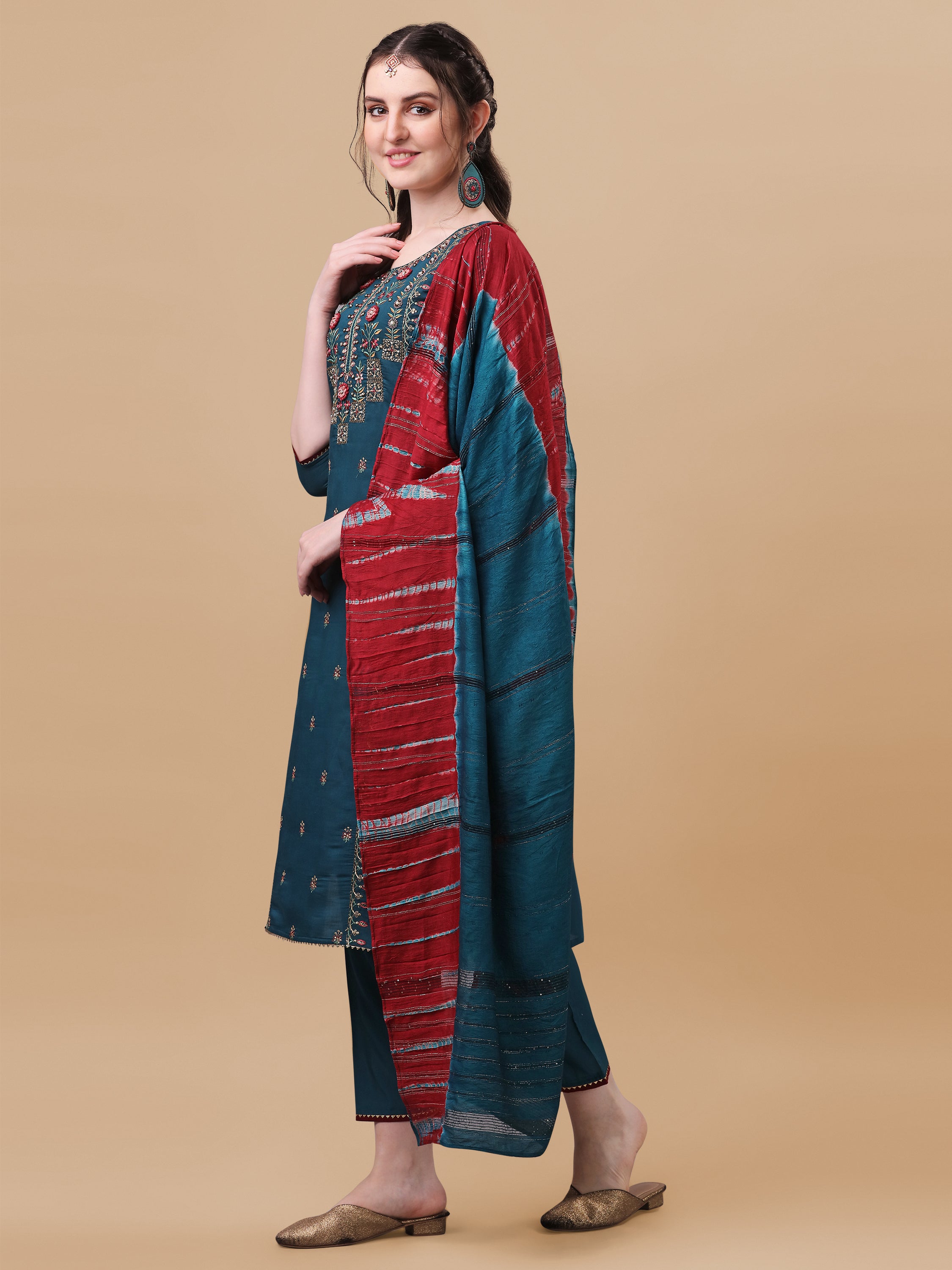 Printed Kurta with Pant and Dupatta Set