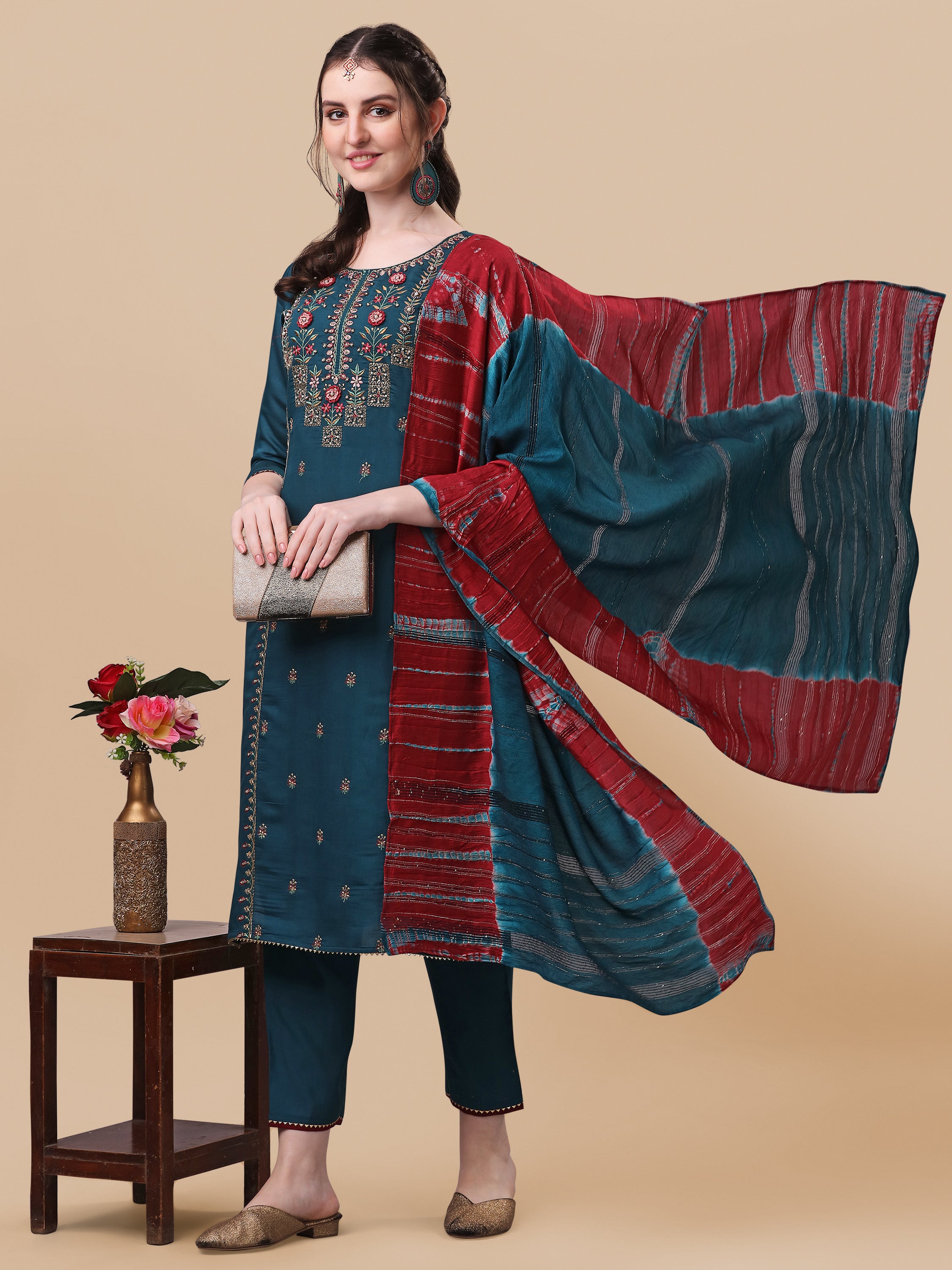 Printed Kurta with Pant and Dupatta Set