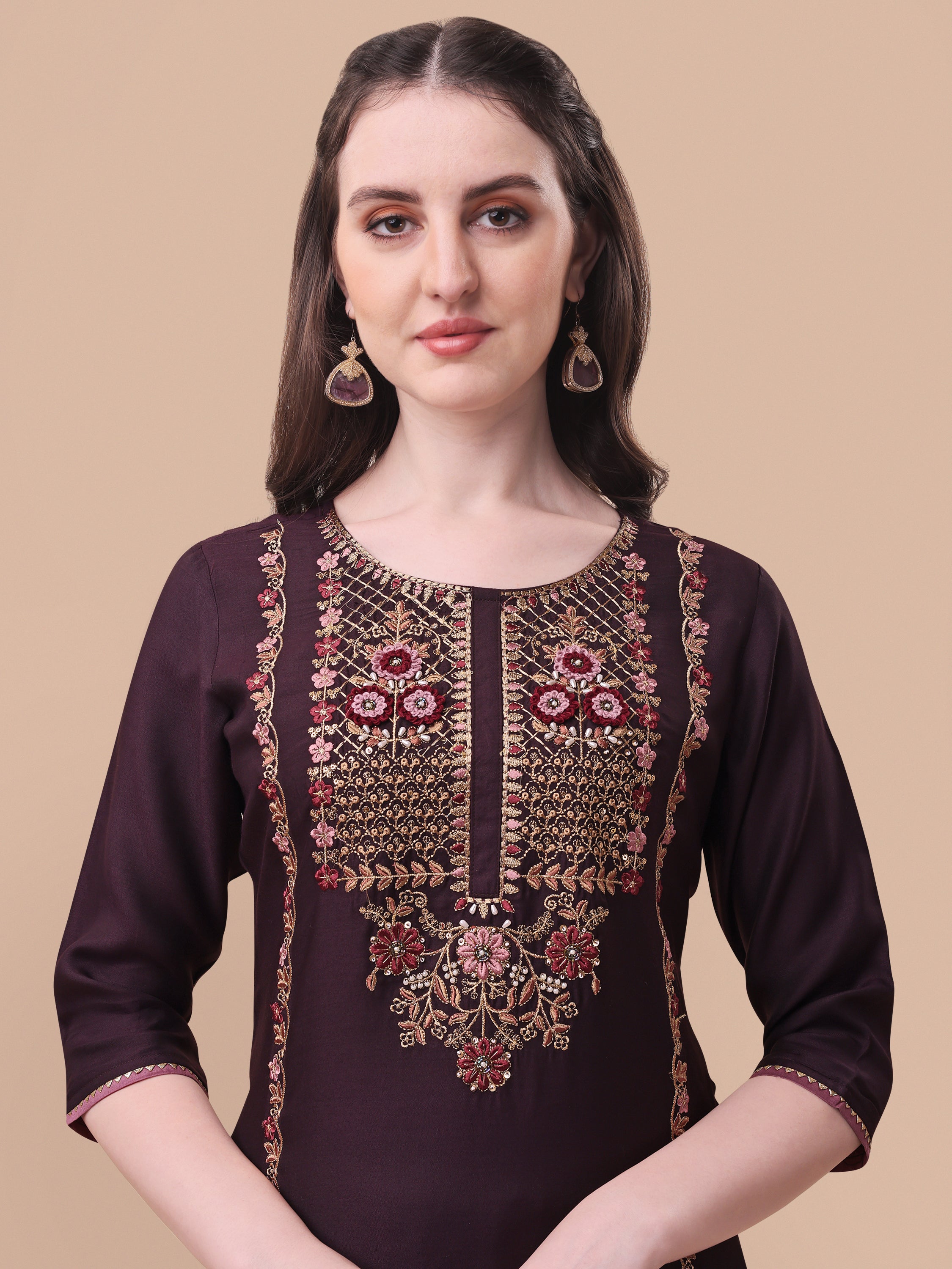 Embroidered Kurta With Pant & Dupatta Set