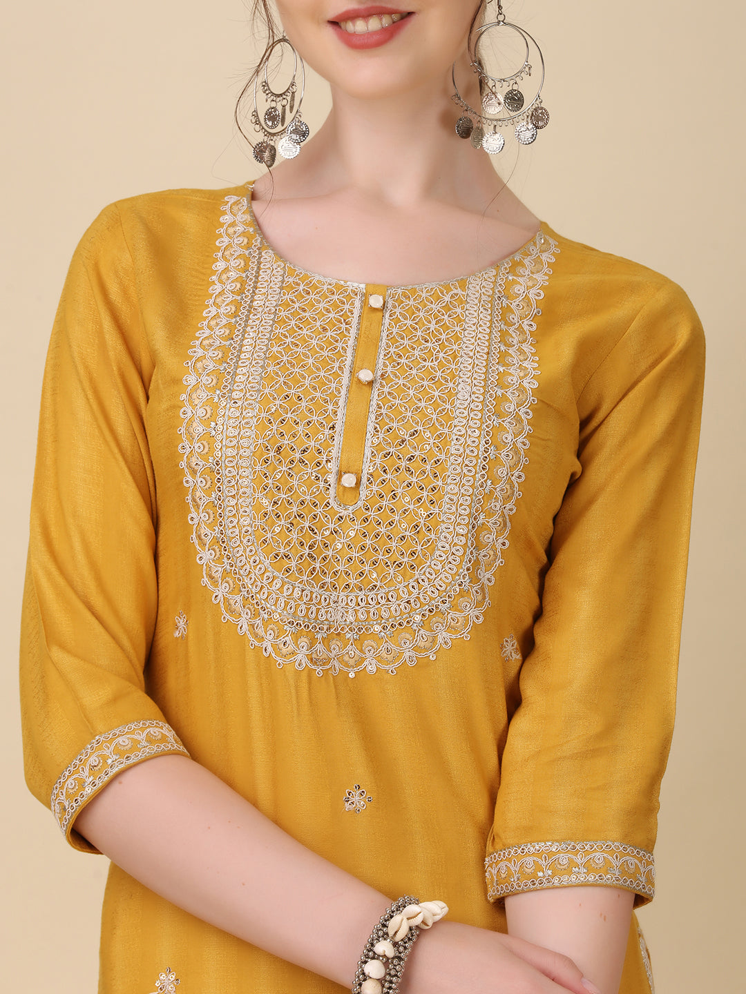 Embroidered Kurta with Pant and Dupatta Set Premium