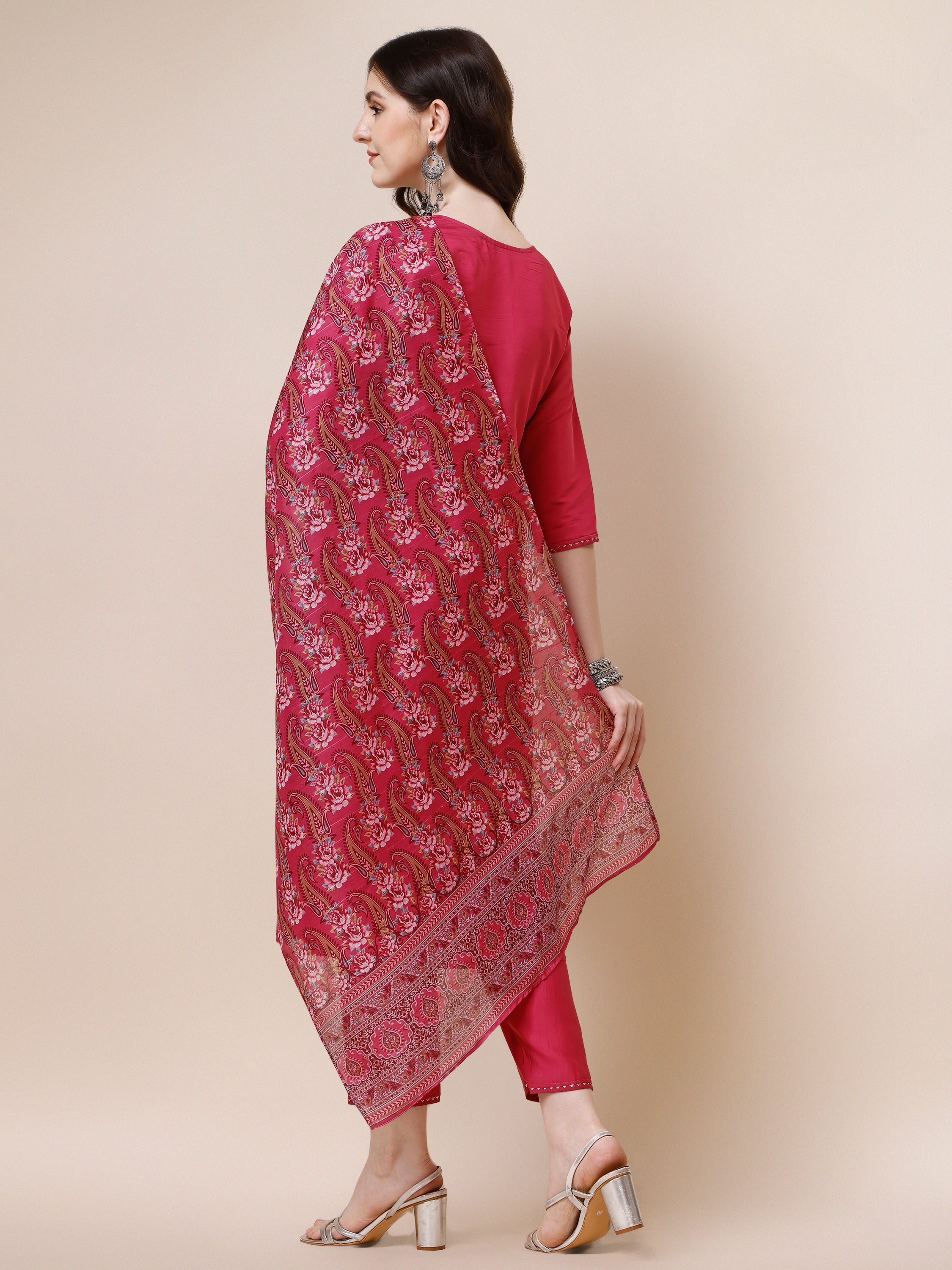 Embroidered Kurta with Pant and Dupatta Set