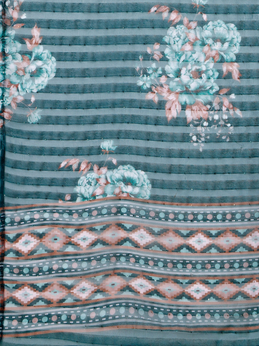 Embroidered Kurta with Organza Printed Dupatta and Pant Set