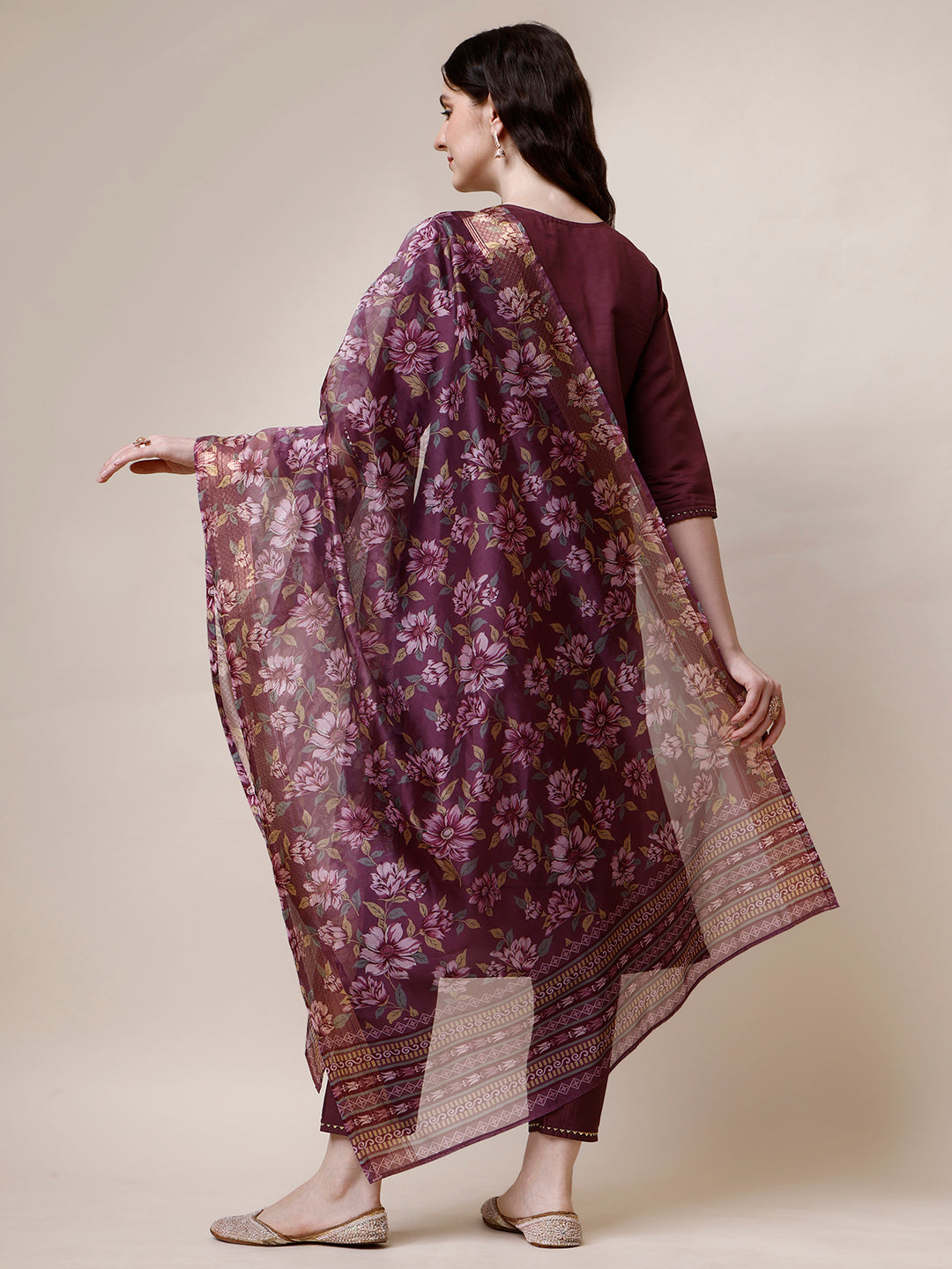 Embroidered Kurta with Pant and Dupatta Set