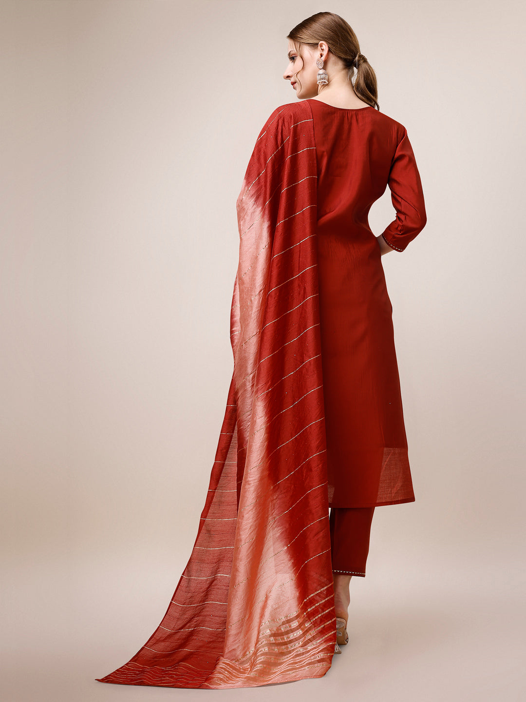 Embroidered Kurta with pant & dupatta