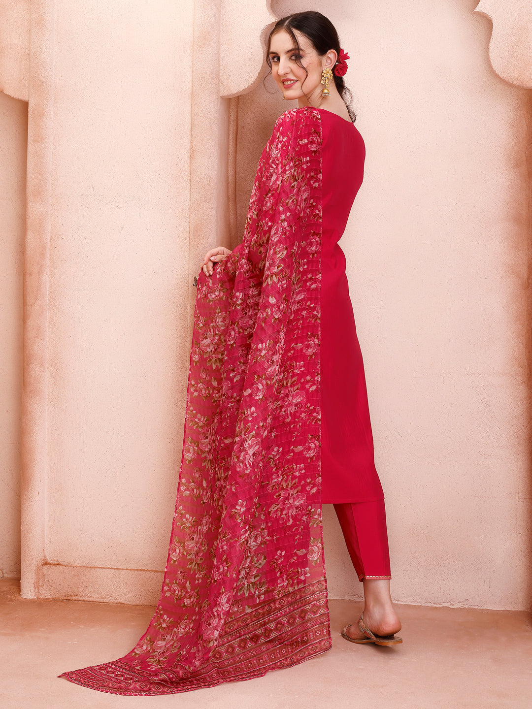 Embroidered Kurta with Pant and Dupatta Set