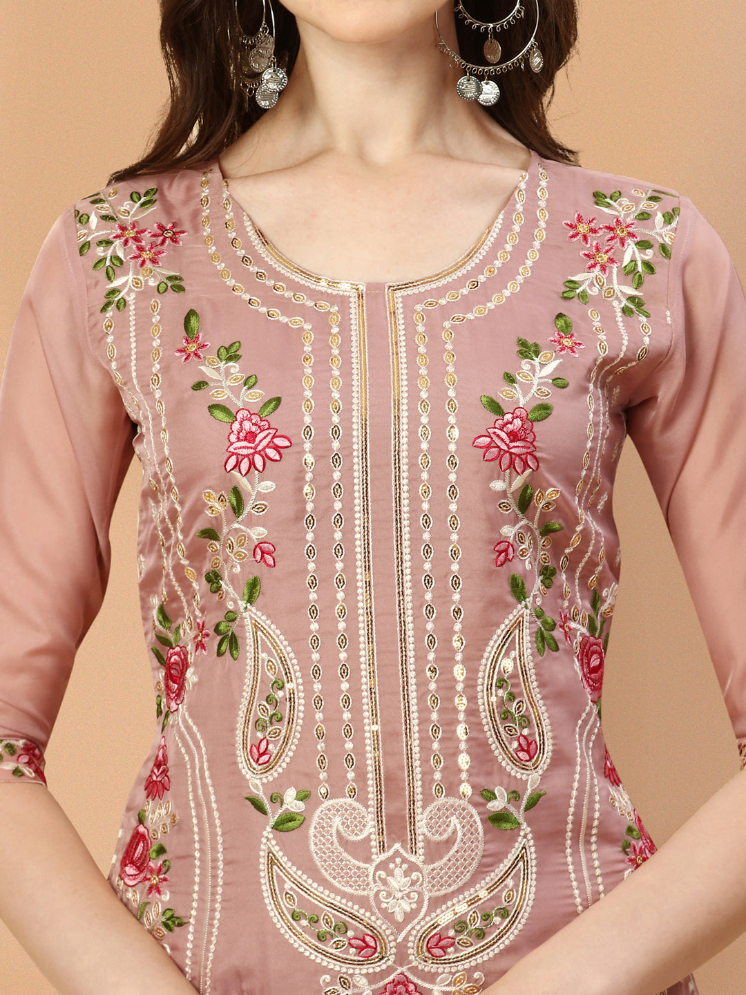 Embroidered Pakistani Kurta with pant & dupatta set