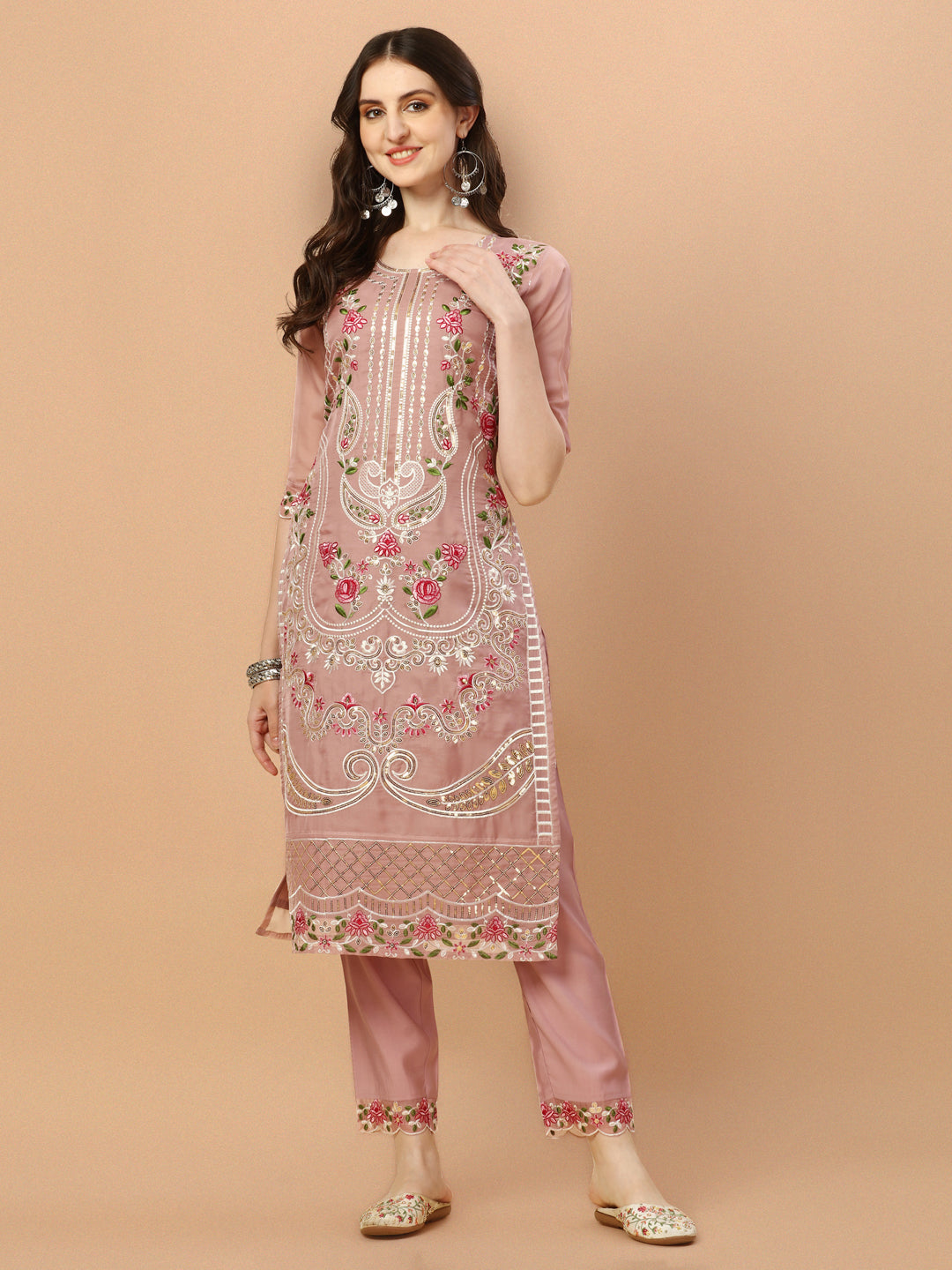 Embroidered Pakistani Kurta with pant & dupatta set