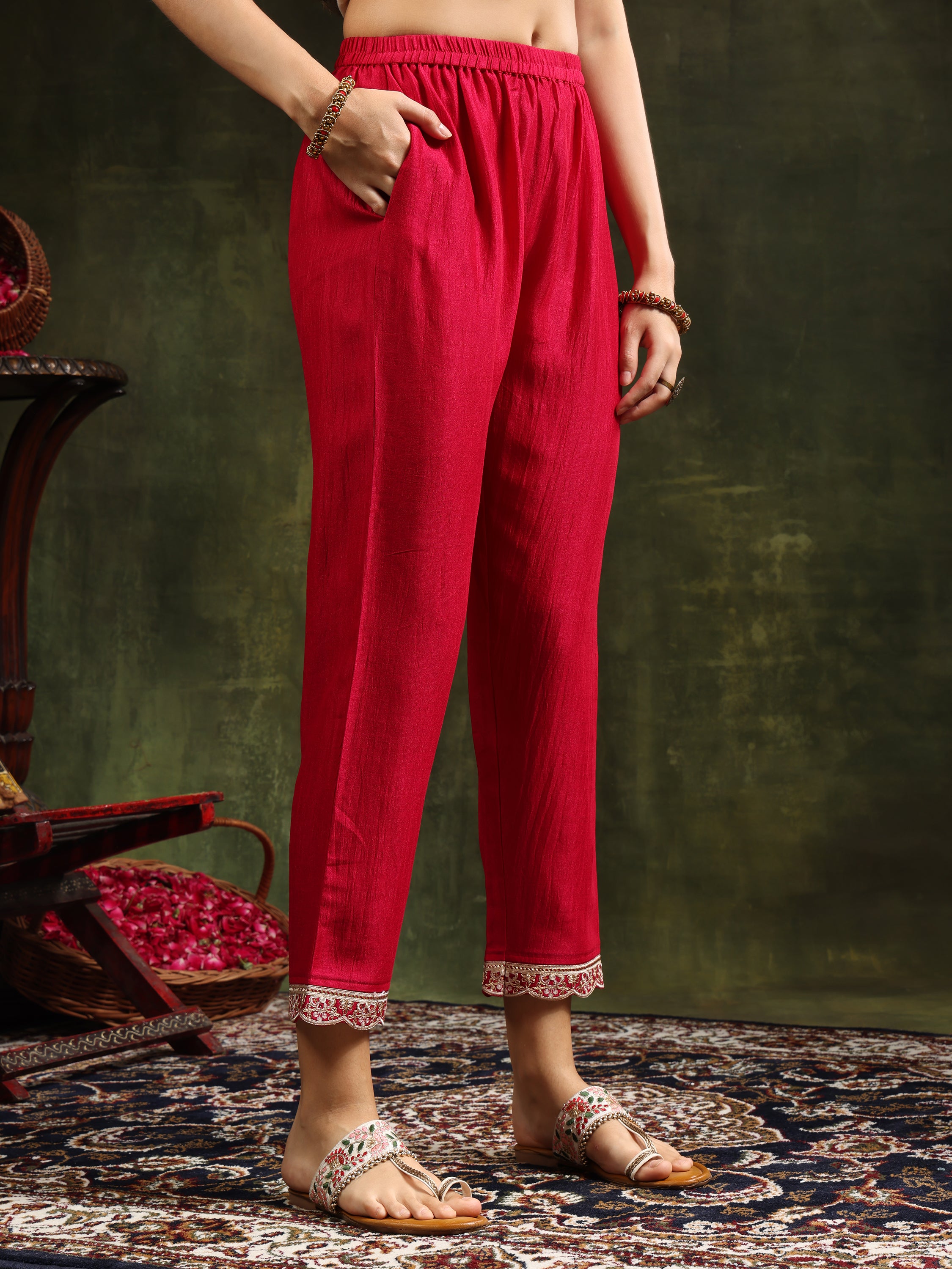 Sequined Embroidered Kurta with Pant & Embroidered Dupatta