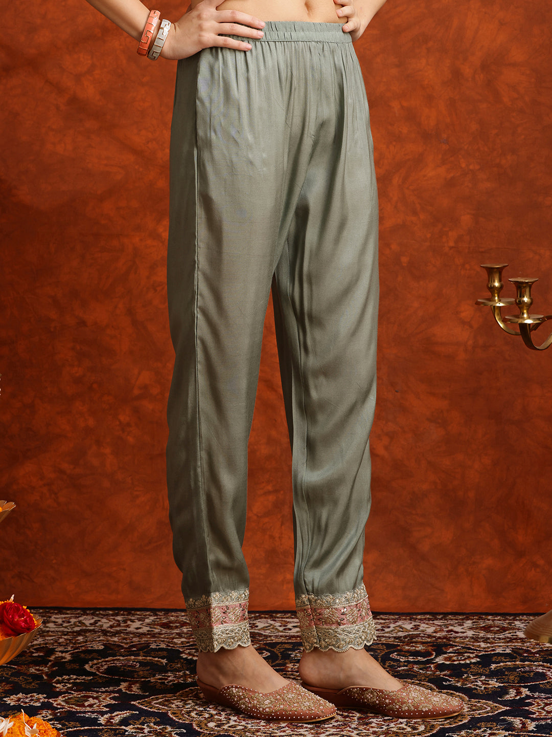 Pakistani Embroidered Kurta with Pant & Embroidered Dupatta