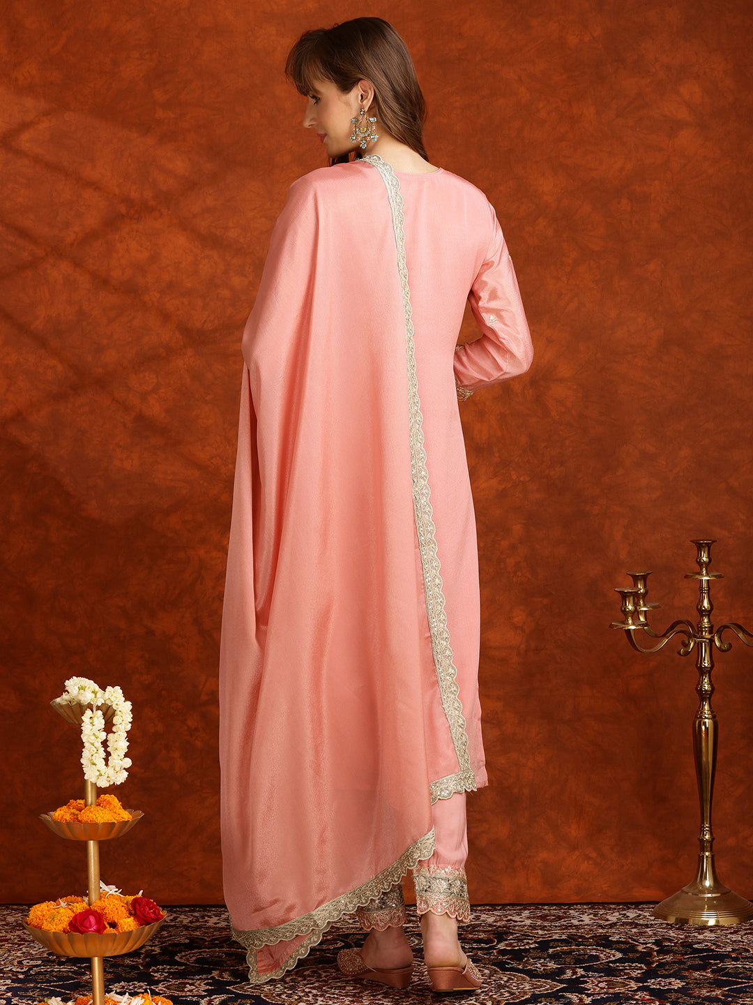 Pakistani Embroidered Kurta with Pant & Embroidered Dupatta