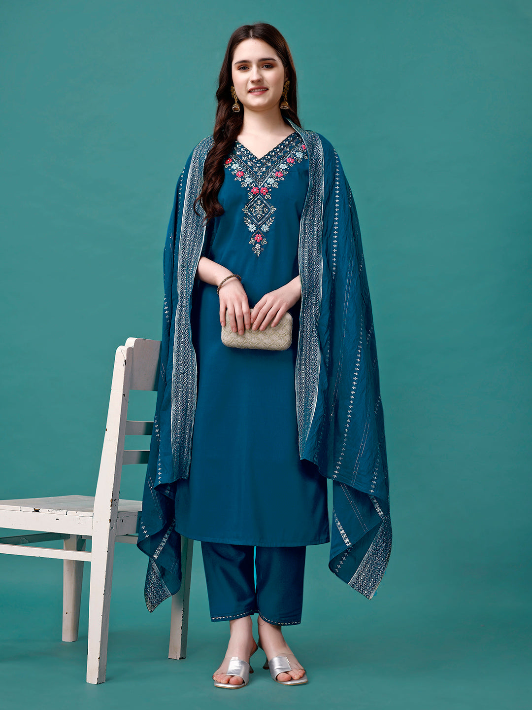 Hand Embroidered Kurta with pant & Dupatta luxury