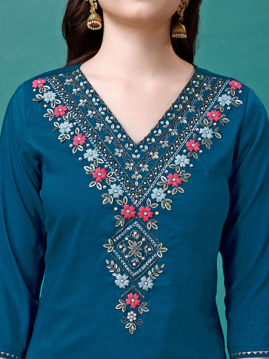 Hand Embroidered Kurta with pant & Dupatta luxury