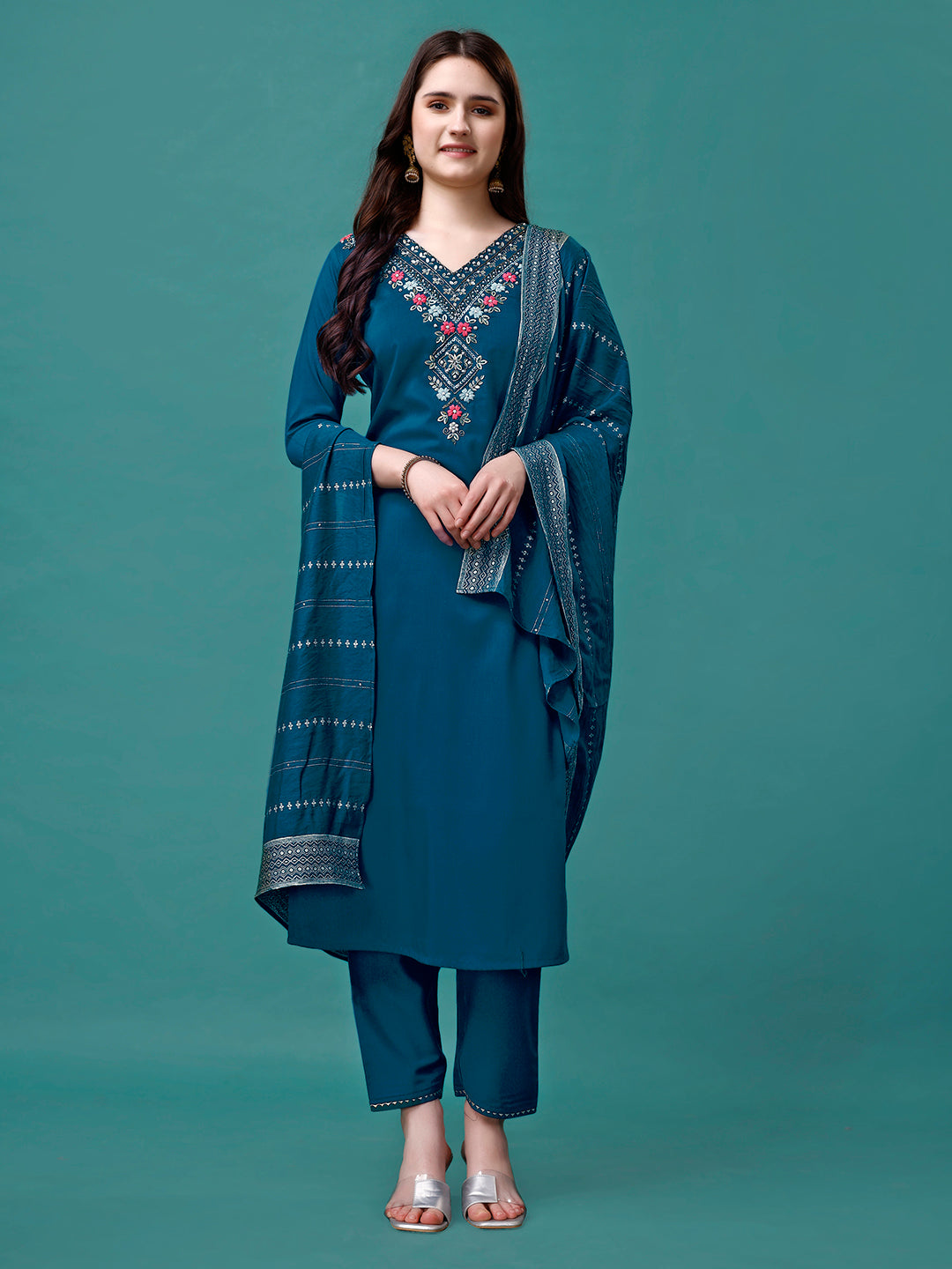 Hand Embroidered Kurta with pant & Dupatta luxury