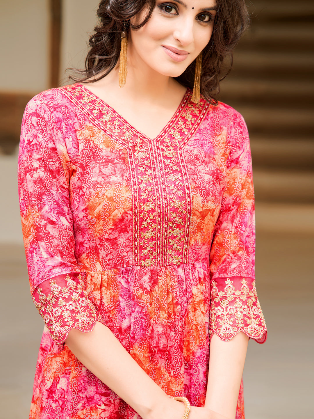 Nyra Cut Embroidered & Printed kurta with Pant & Dupatta