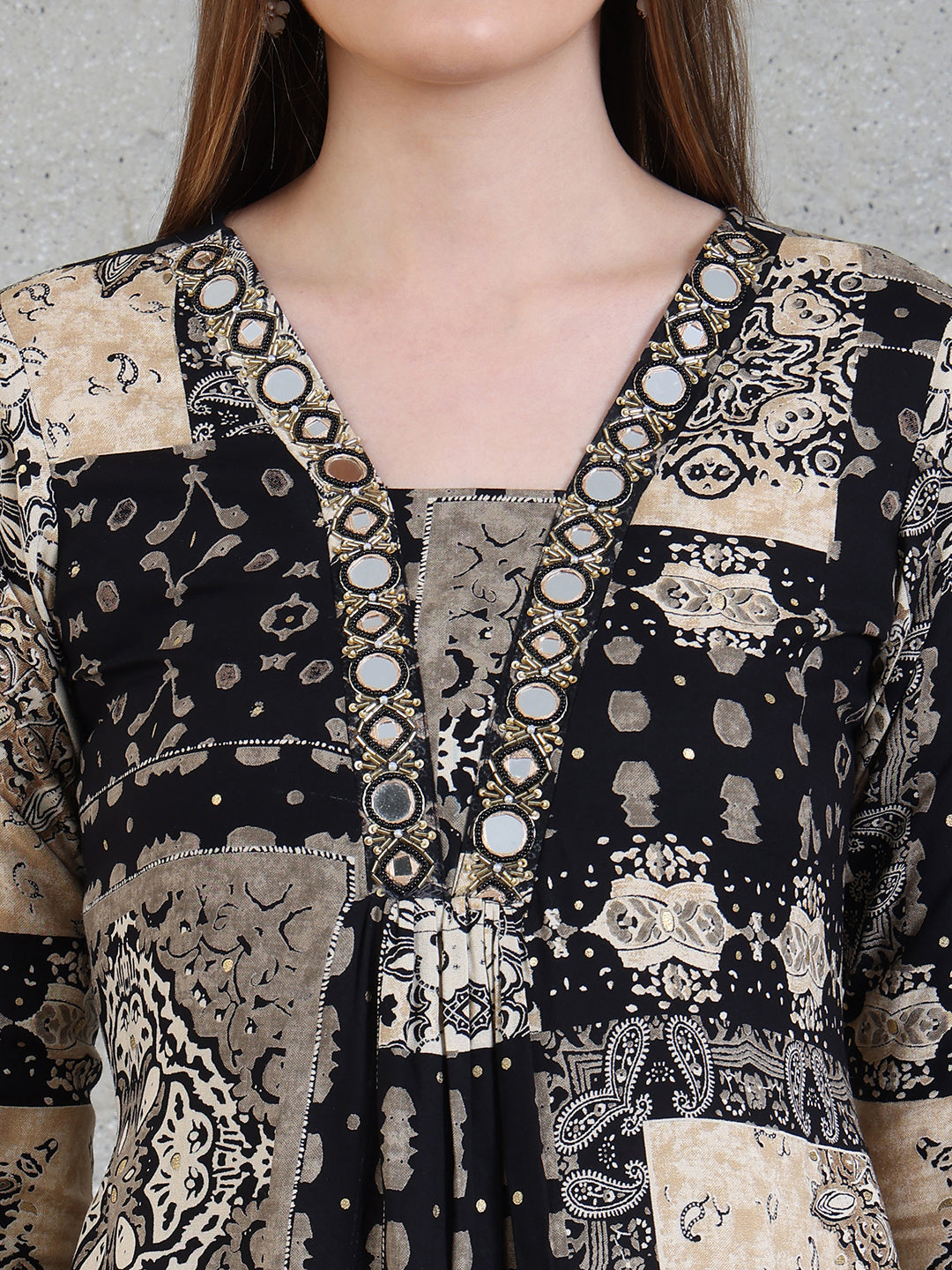 Hand Embroidered & Printed Kurta with Palazzo Pants