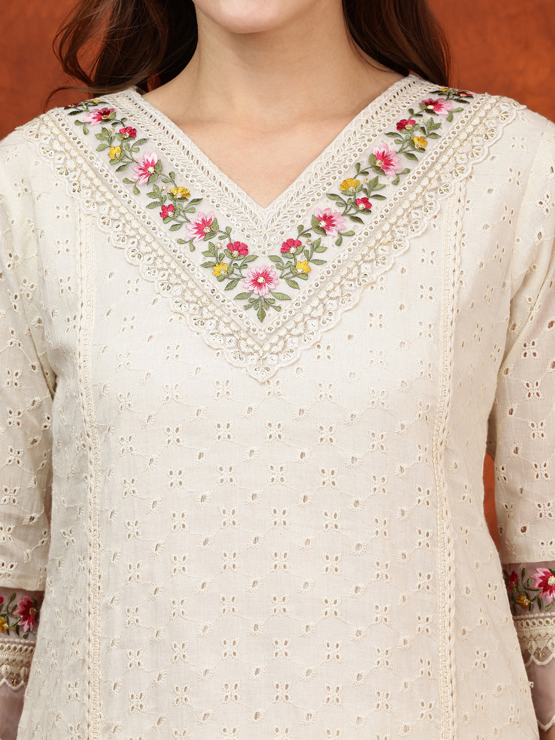 Chikankari & Embroidered Kurta with Pant & Printed Dupatta