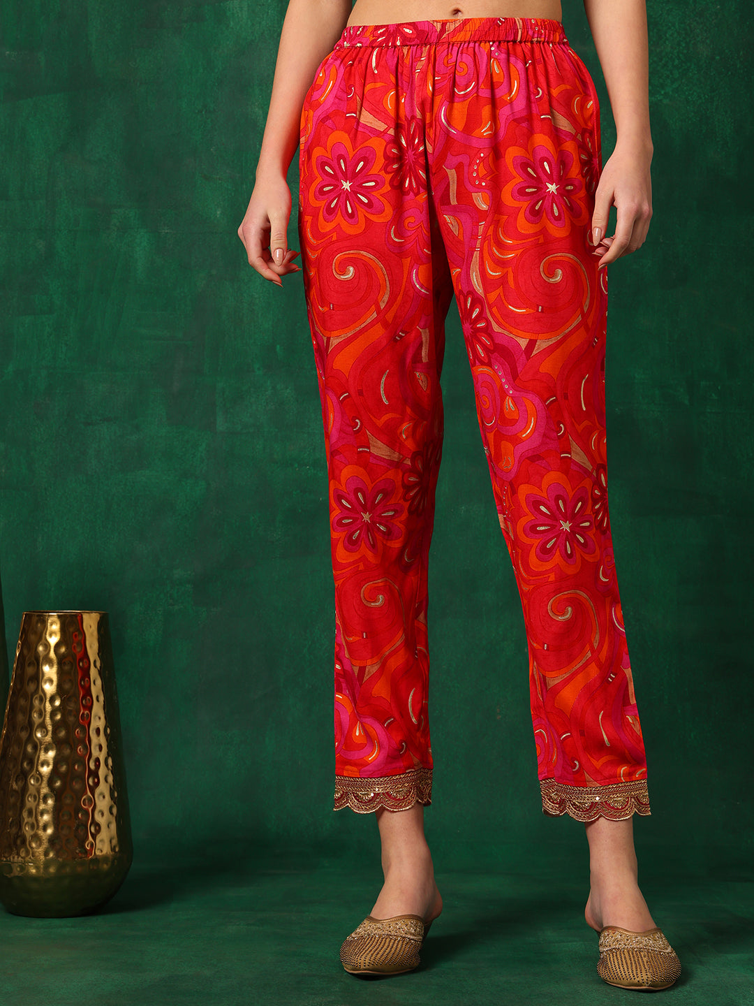 Sequined Embroidered & Printed Kurta with Pant & Embroidered Dupatta