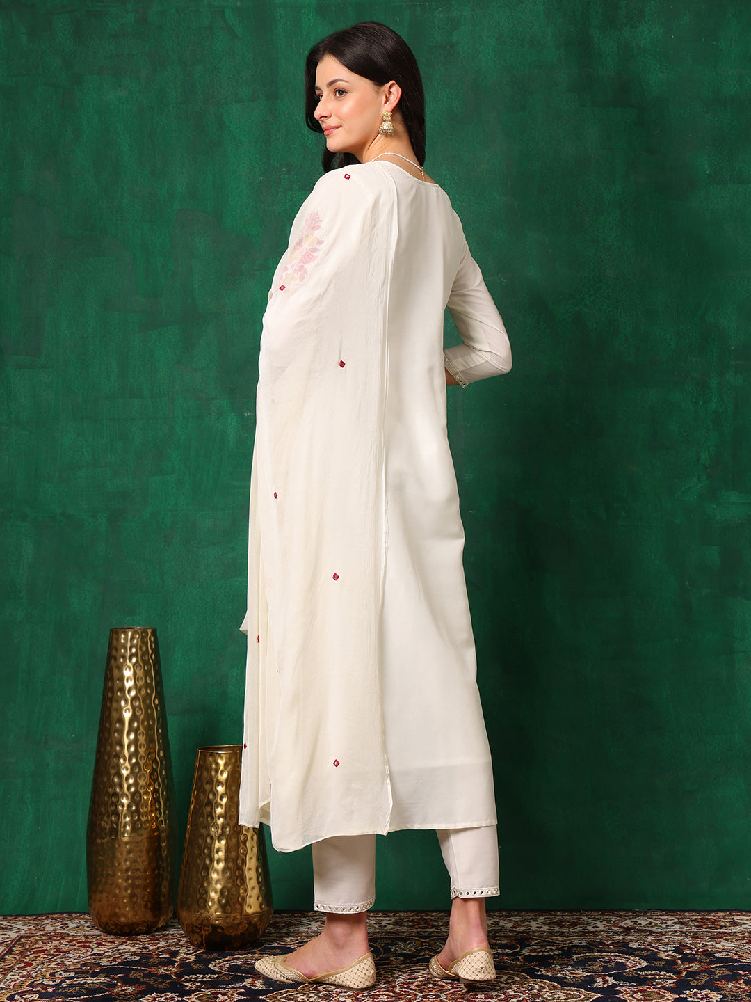 Mirror Embroidered Kurta with Pant & Embroidered Dupatta
