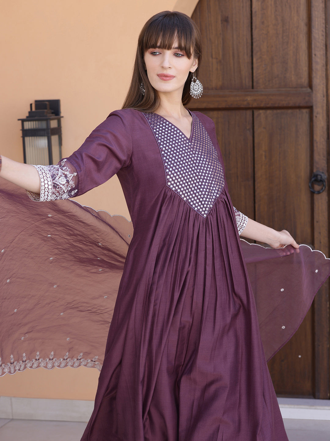 Mirror Embroidered Kurta with Pant & Embroidered Dupatta