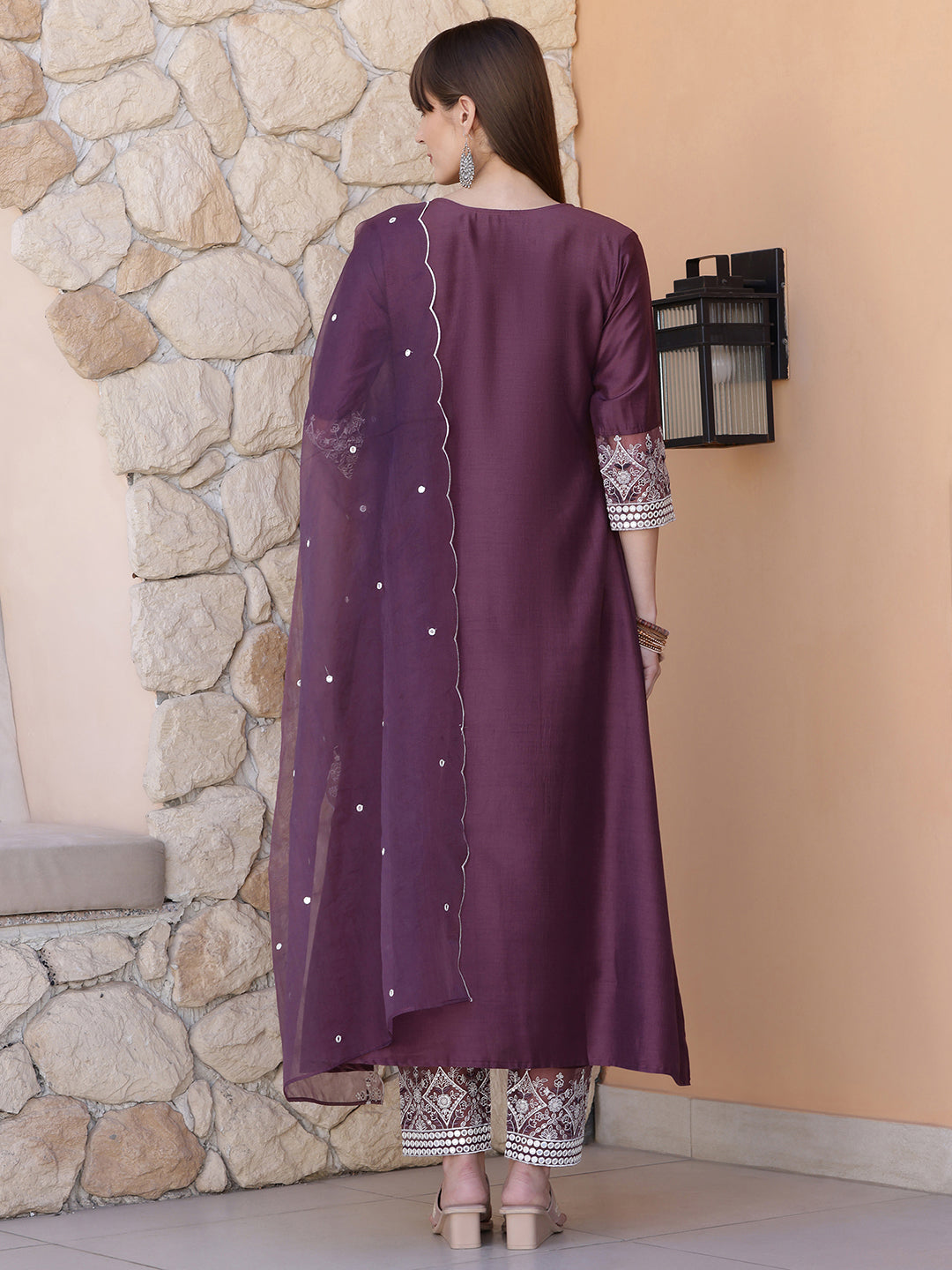 Mirror Embroidered Kurta with Pant & Embroidered Dupatta
