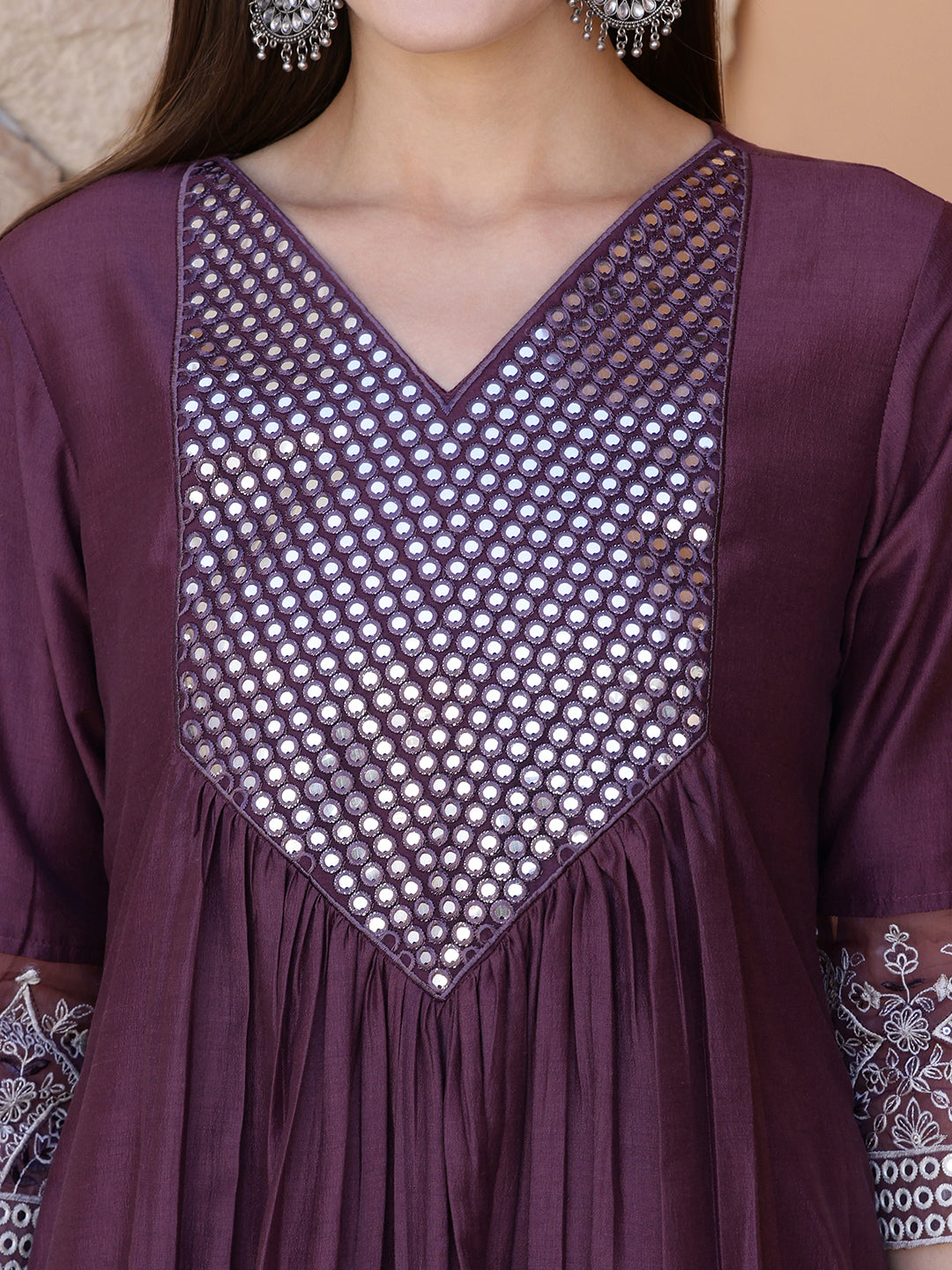 Mirror Embroidered Kurta with Pant & Embroidered Dupatta