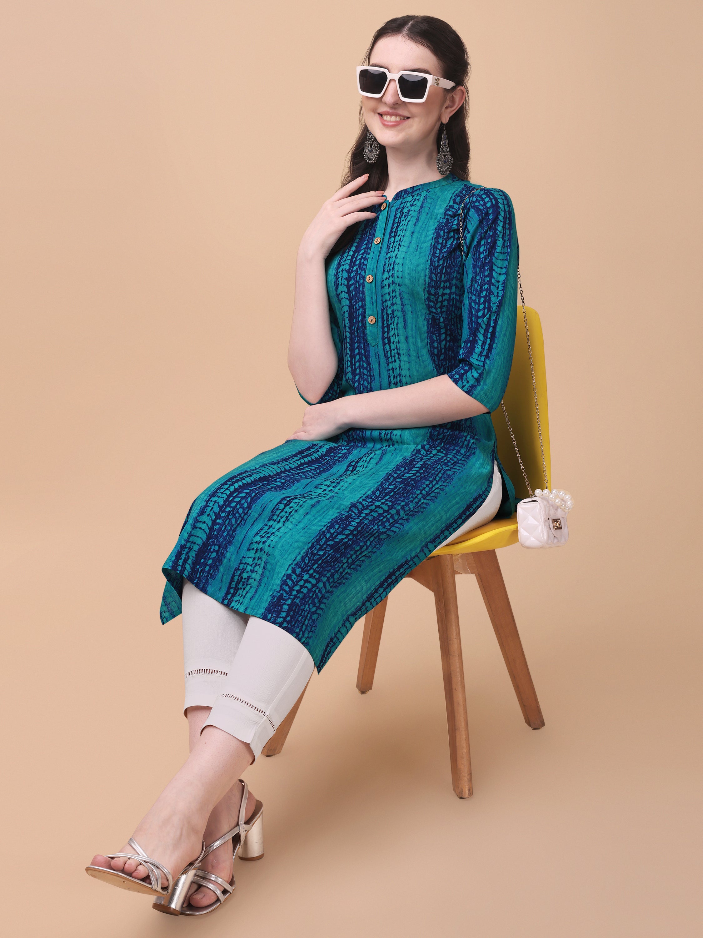 Shibori Printed Front Buttoned Kurta