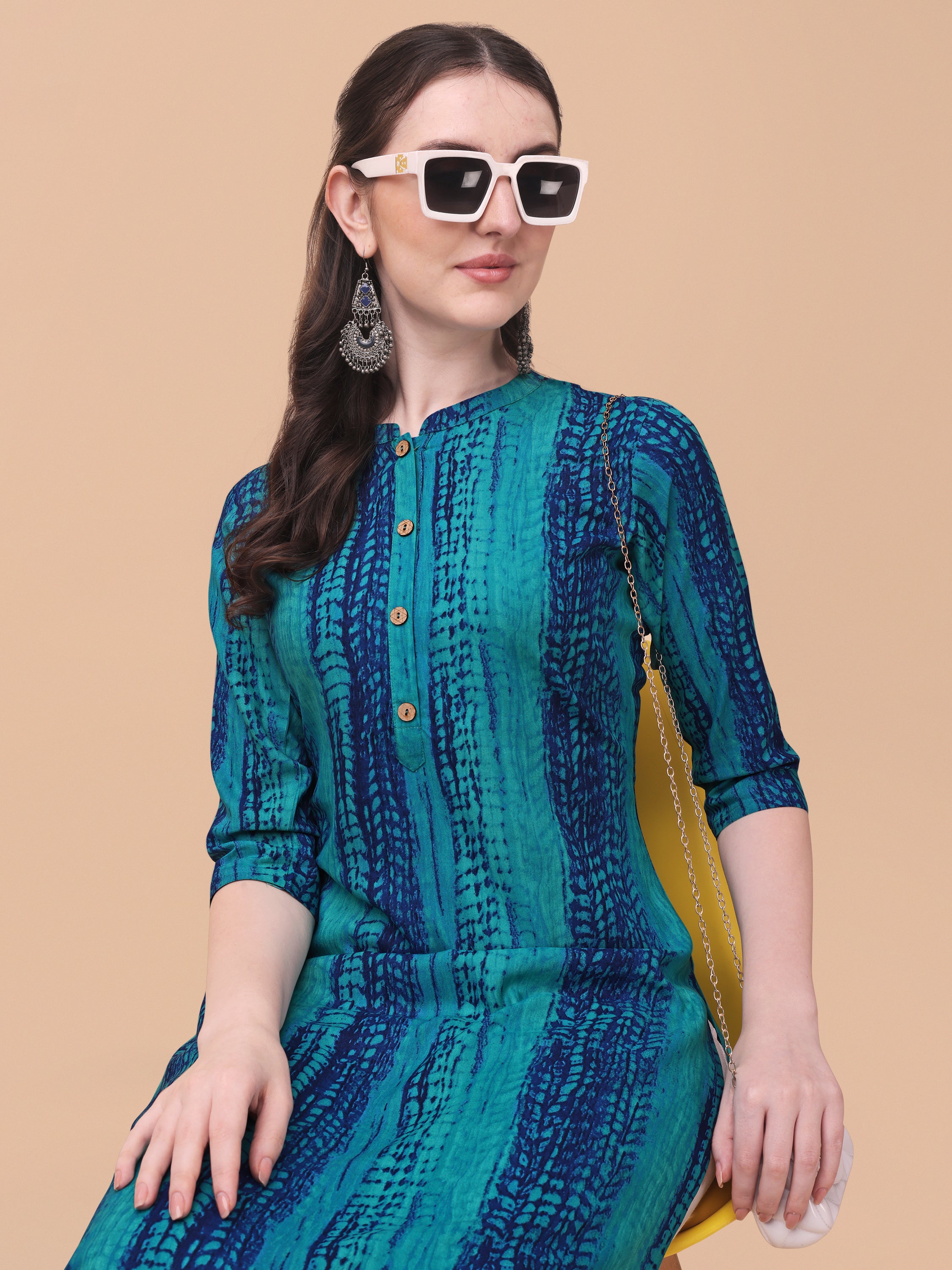 Shibori Printed Front Buttoned Kurta