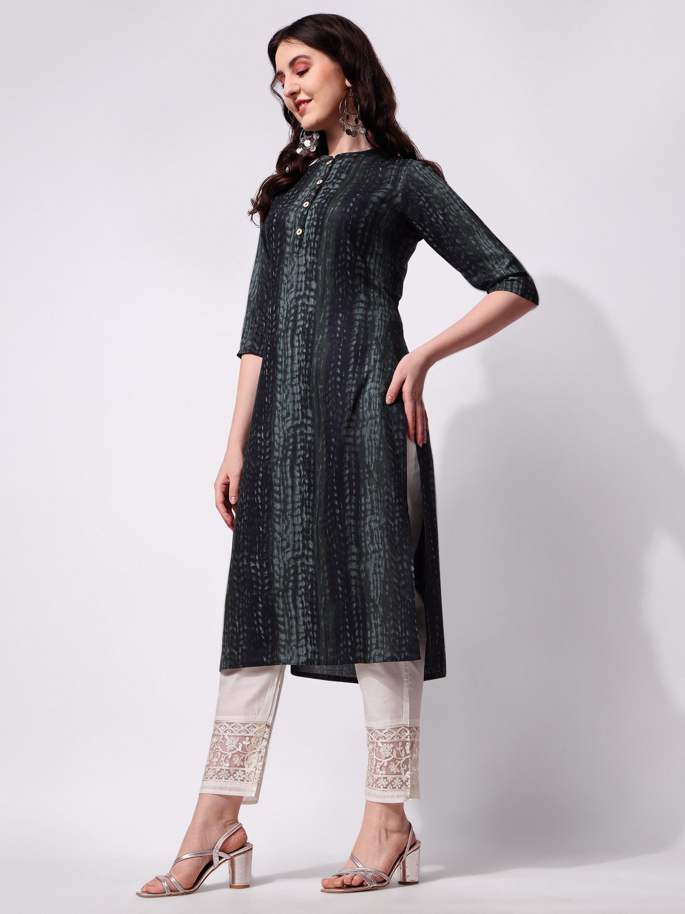 Shibori Printed Front Button Kurta