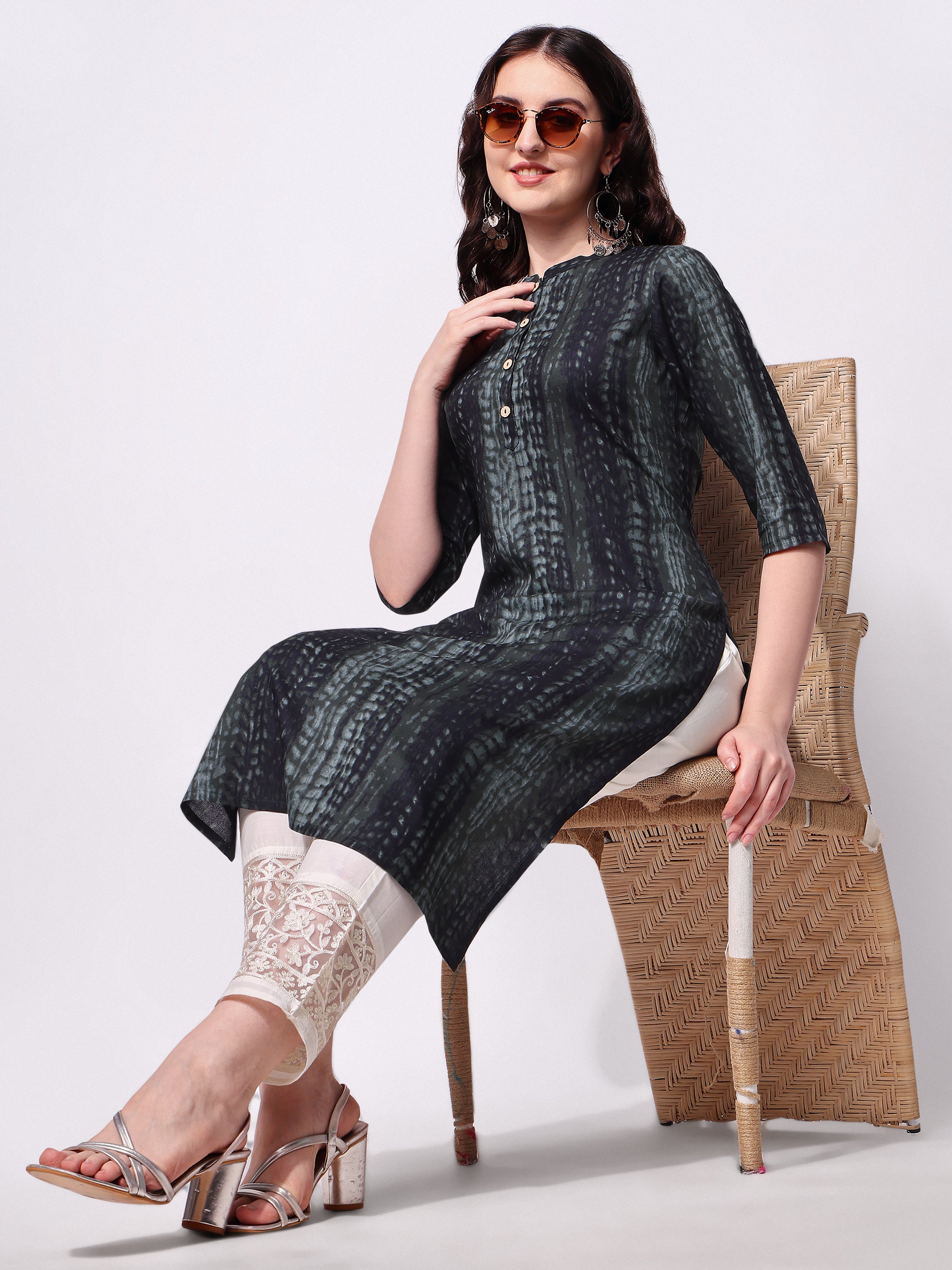 Shibori Printed Front Button Kurta