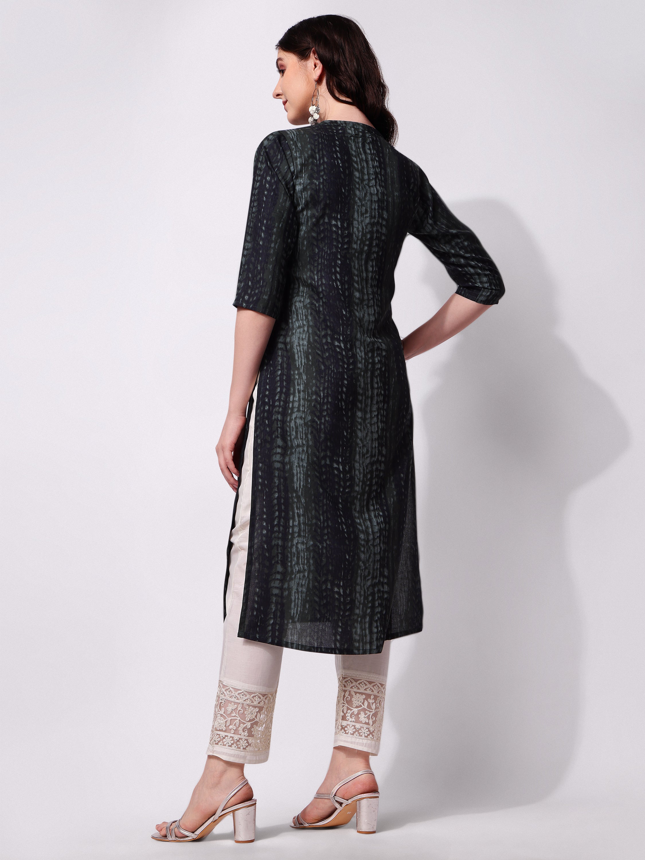 Shibori Printed Front Button Kurta