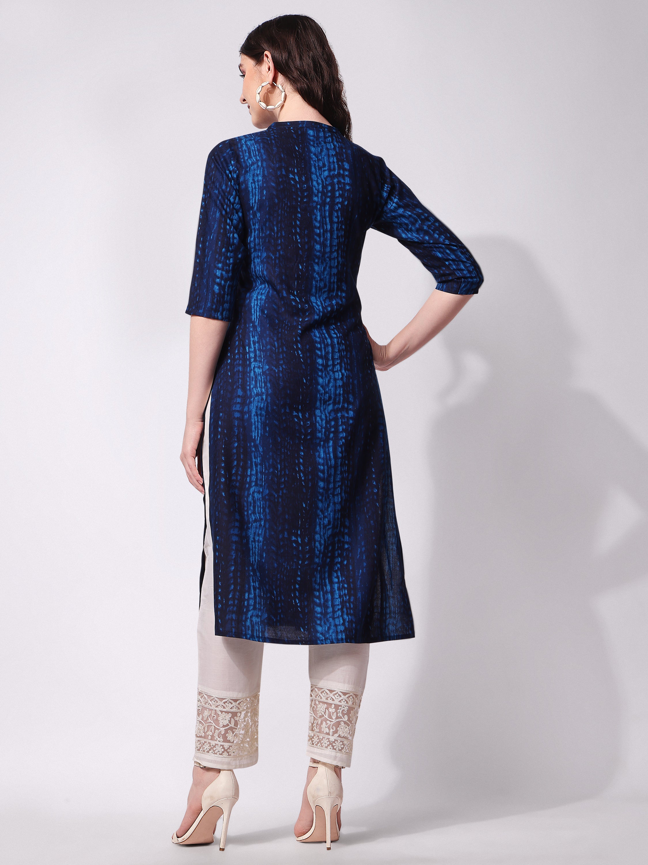 Shibori Printed Front Button Kurta