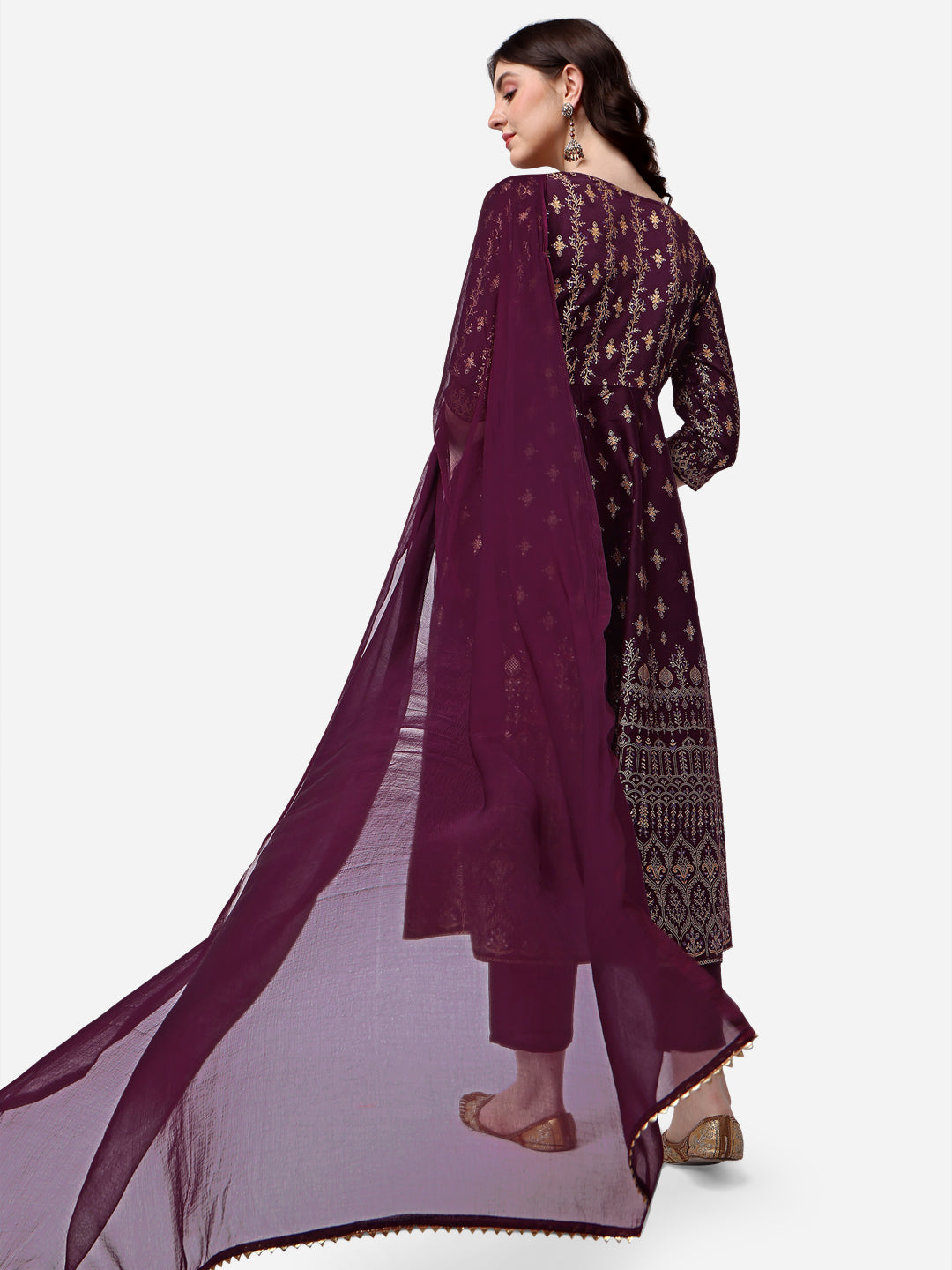 Anarkali Printed Kurta with pant & dupatta Set