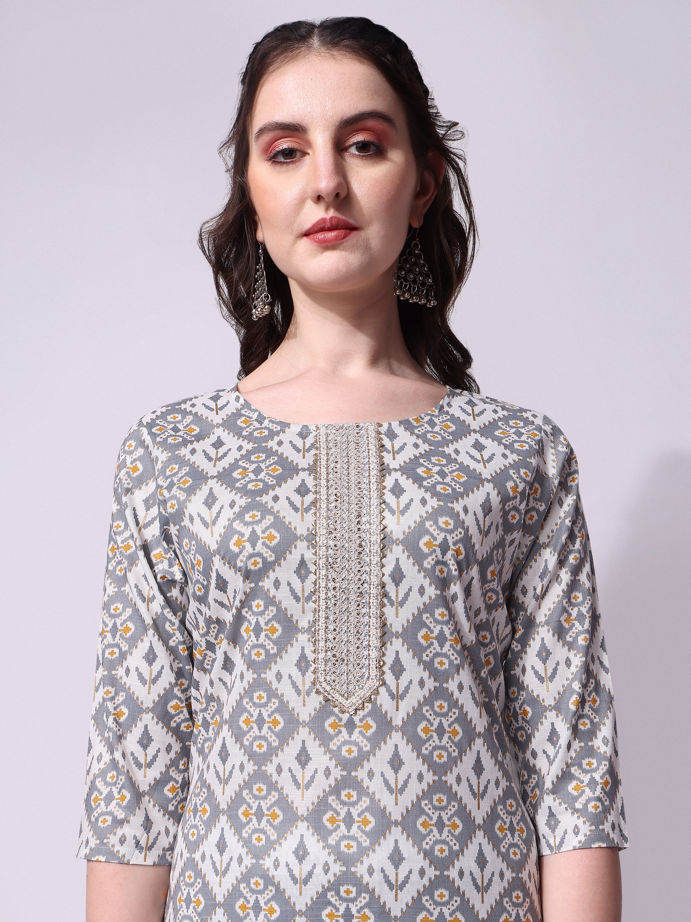 Printed kurta with pant & printed dupatta set