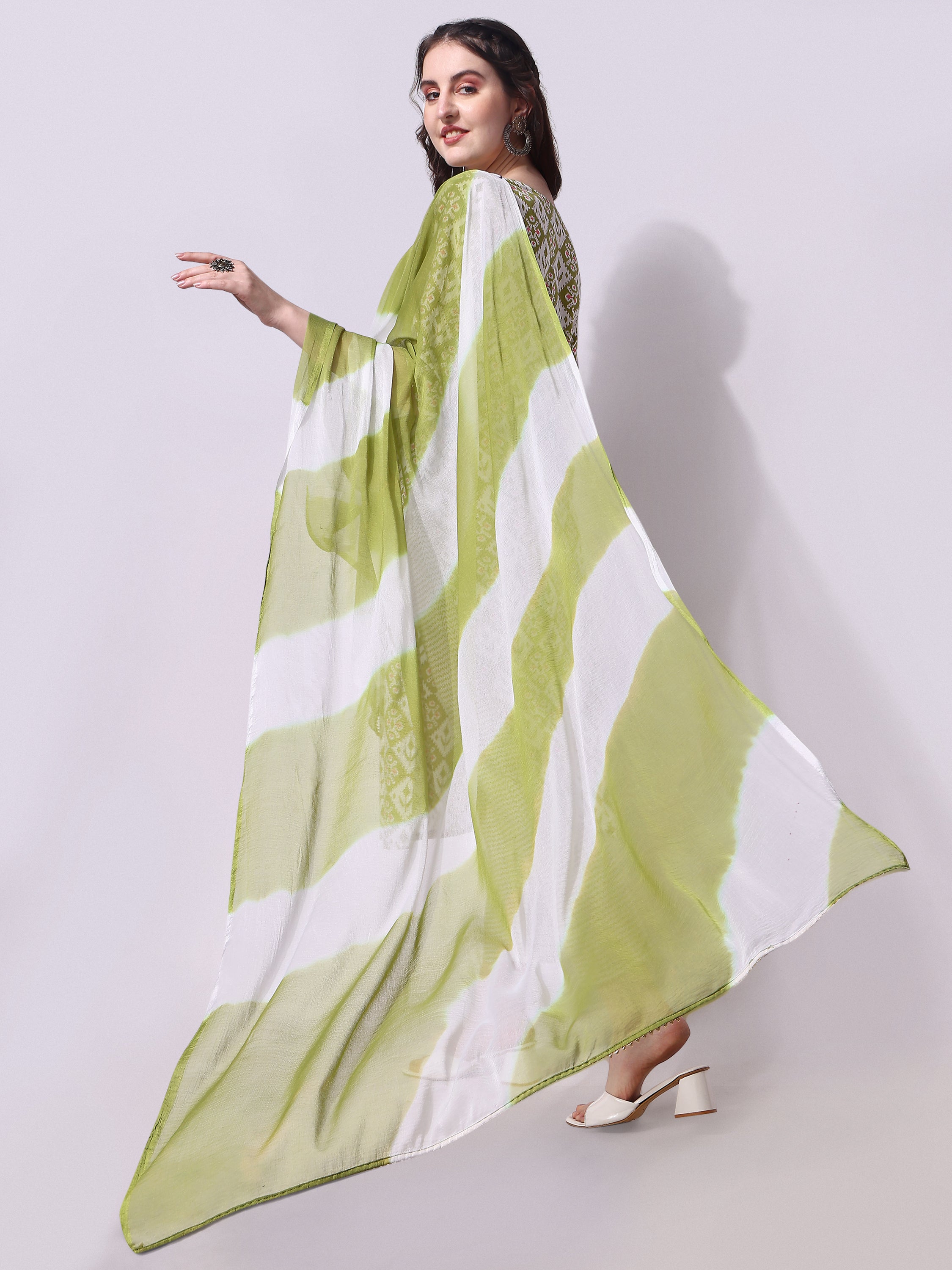 Cotton Green printed kurta with pant & dupatta Set