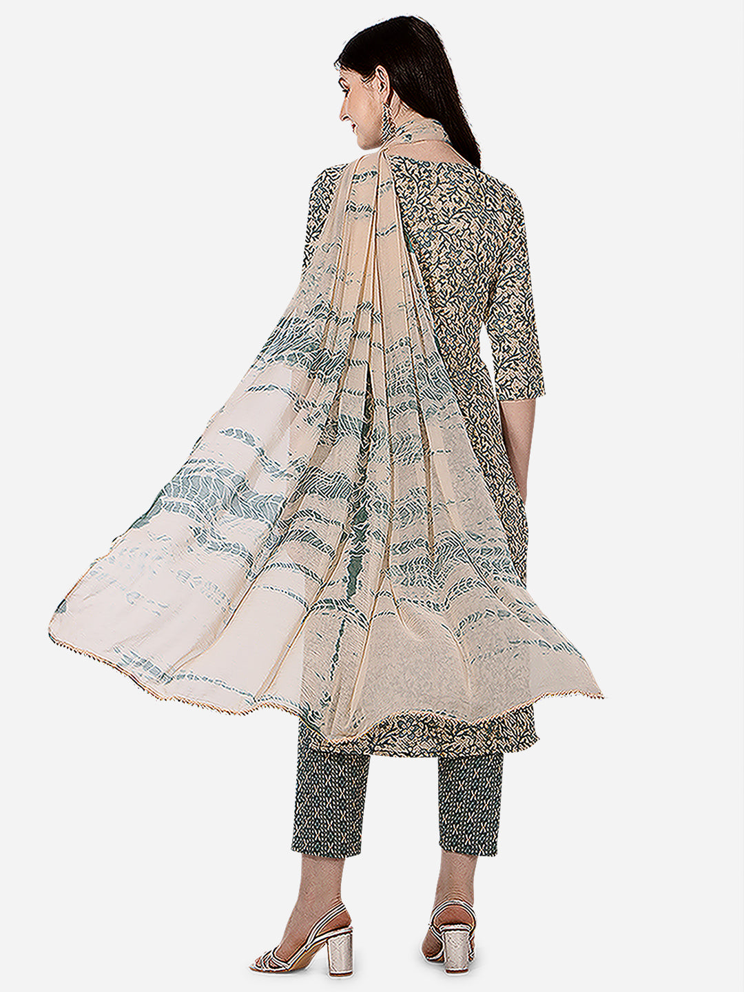 Floral Printed Kurta With Pant And Dupatta Set