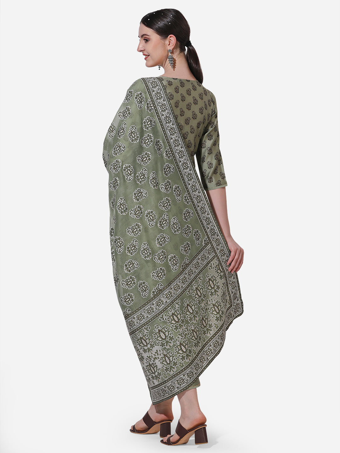 Floral Printed Kurta With Pant And Dupatta Set