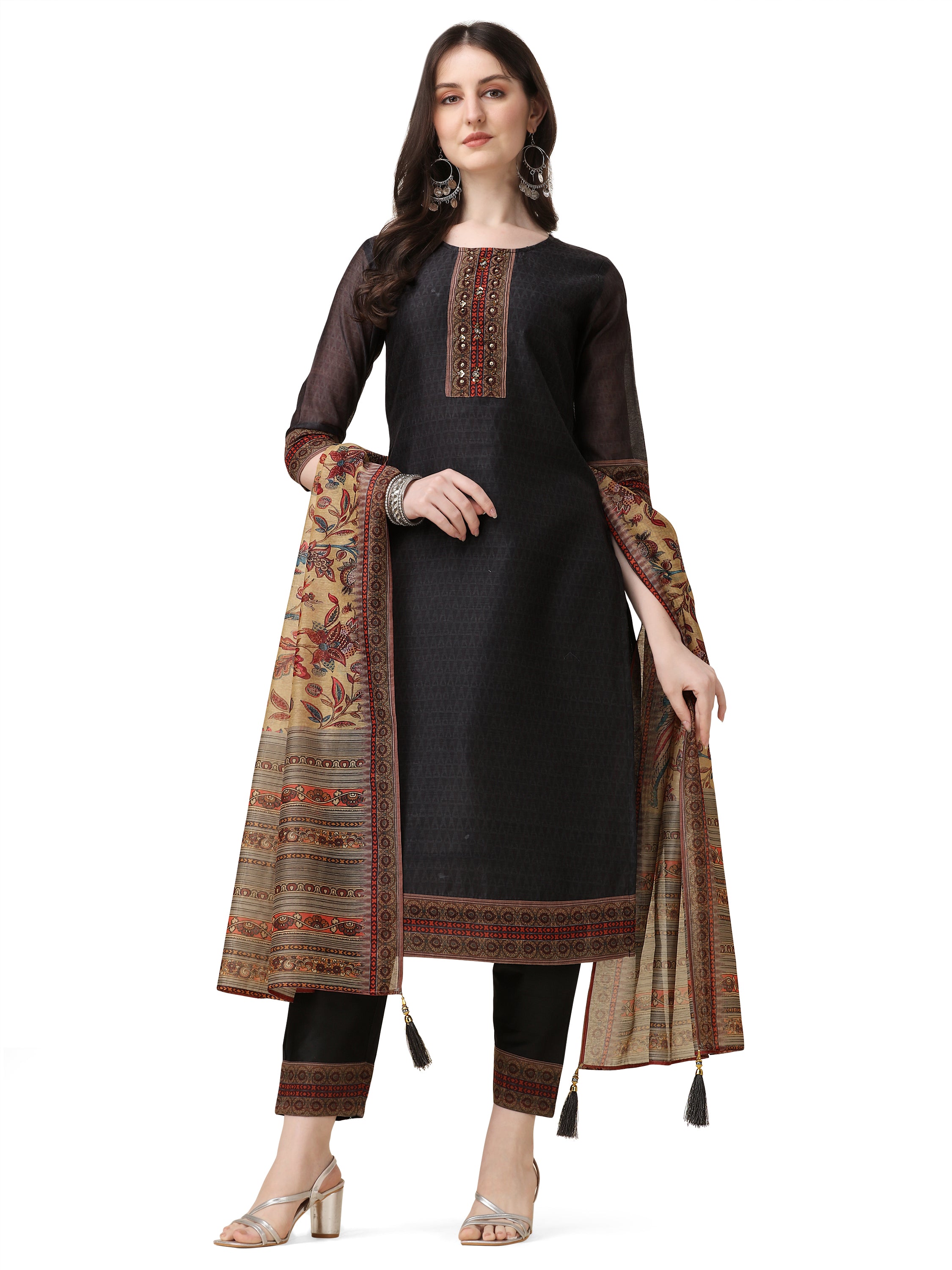 Embroidered and Printed Kurta with and Dupatta Set