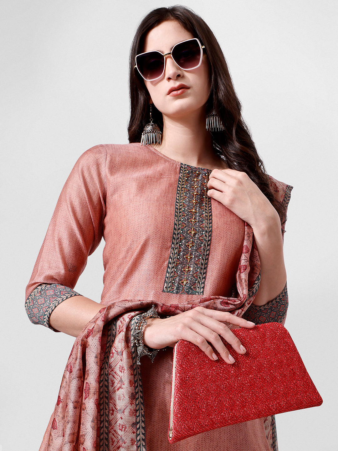 Embroidered Kurta with Pant and Dupatta Set