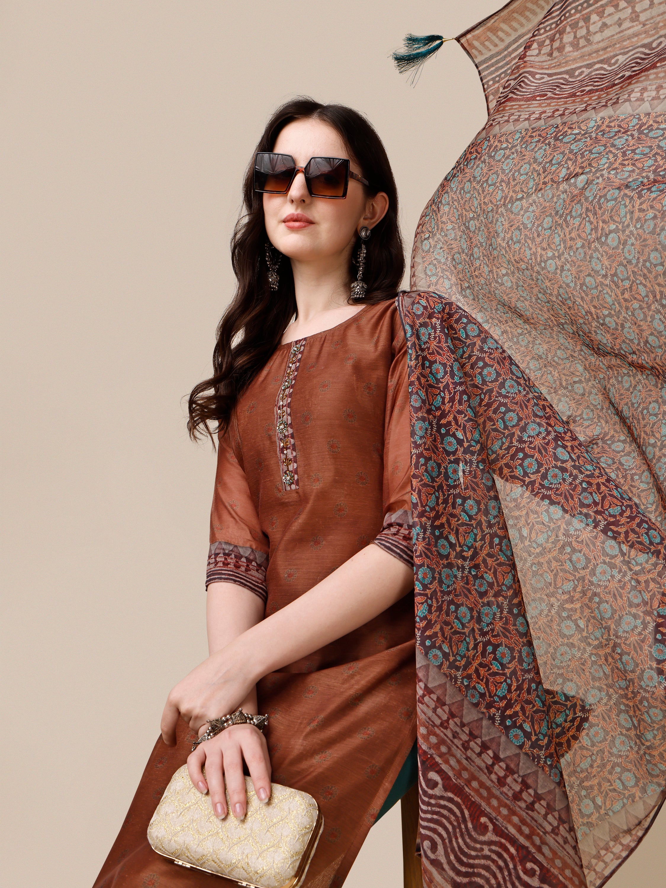 Kurta with Pant and Printed Dupatta set