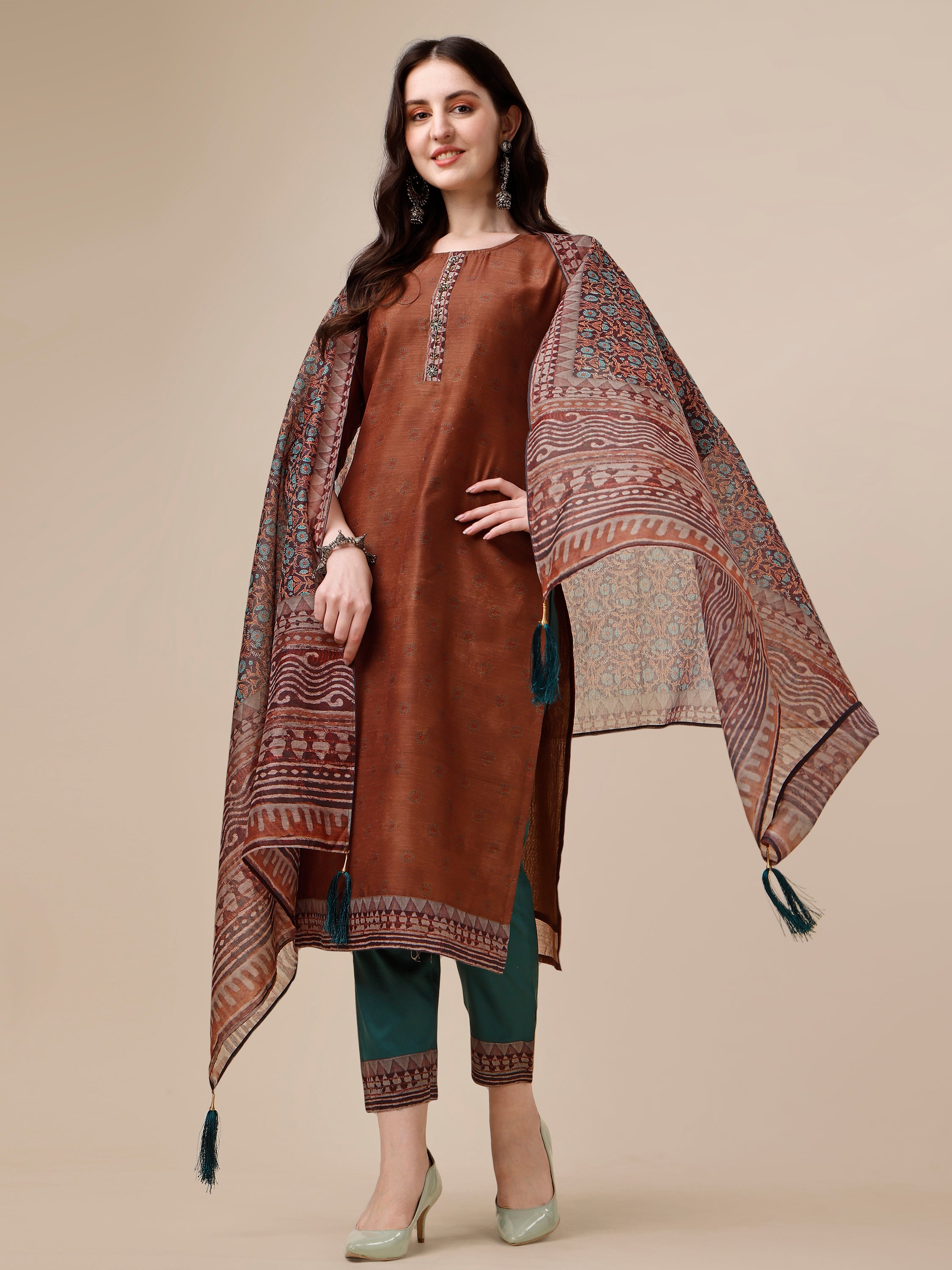 Kurta with Pant and Printed Dupatta set