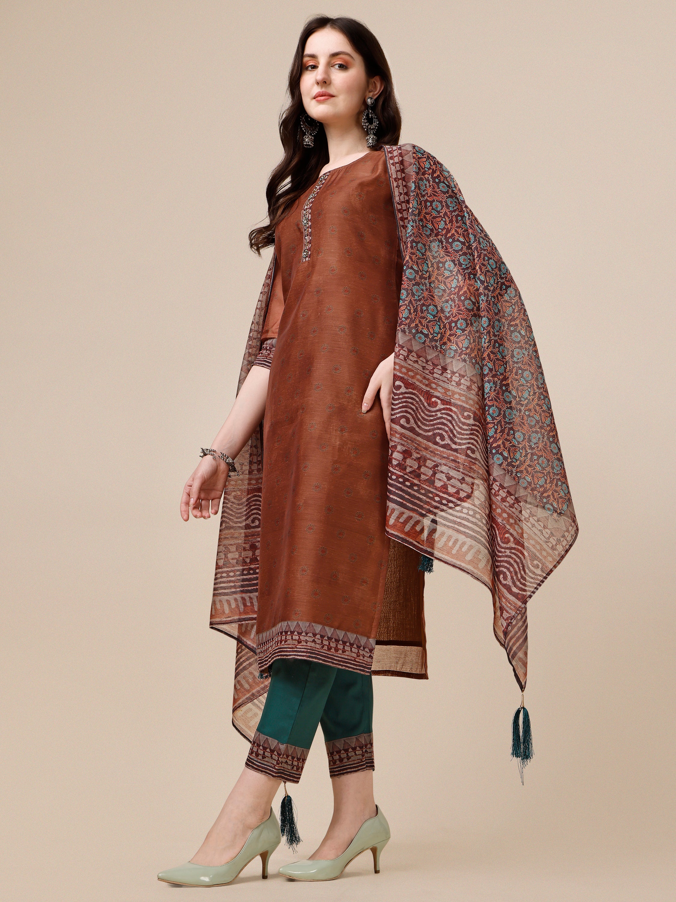 Kurta with Pant and Printed Dupatta set