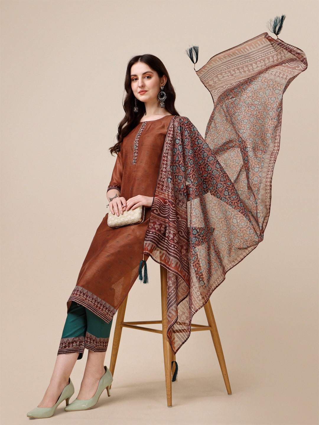 Kurta with Pant and Printed Dupatta set