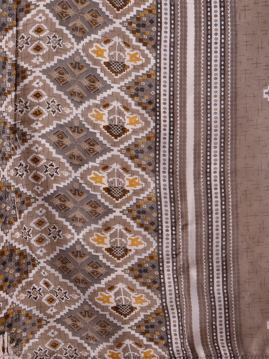 Printed brown kurta pant & dupatta set