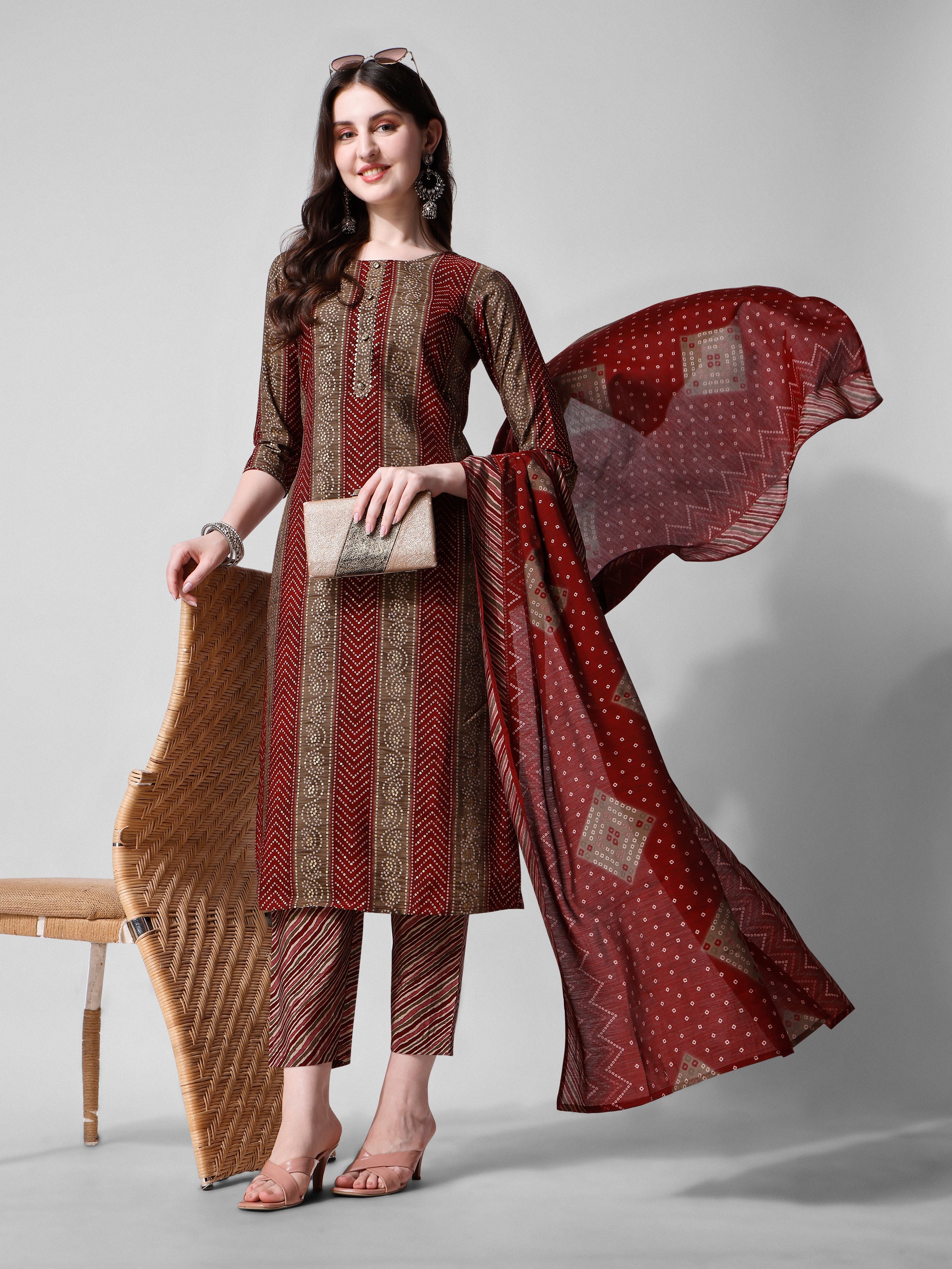 Printed Kurta with Pant and Dupatta Set