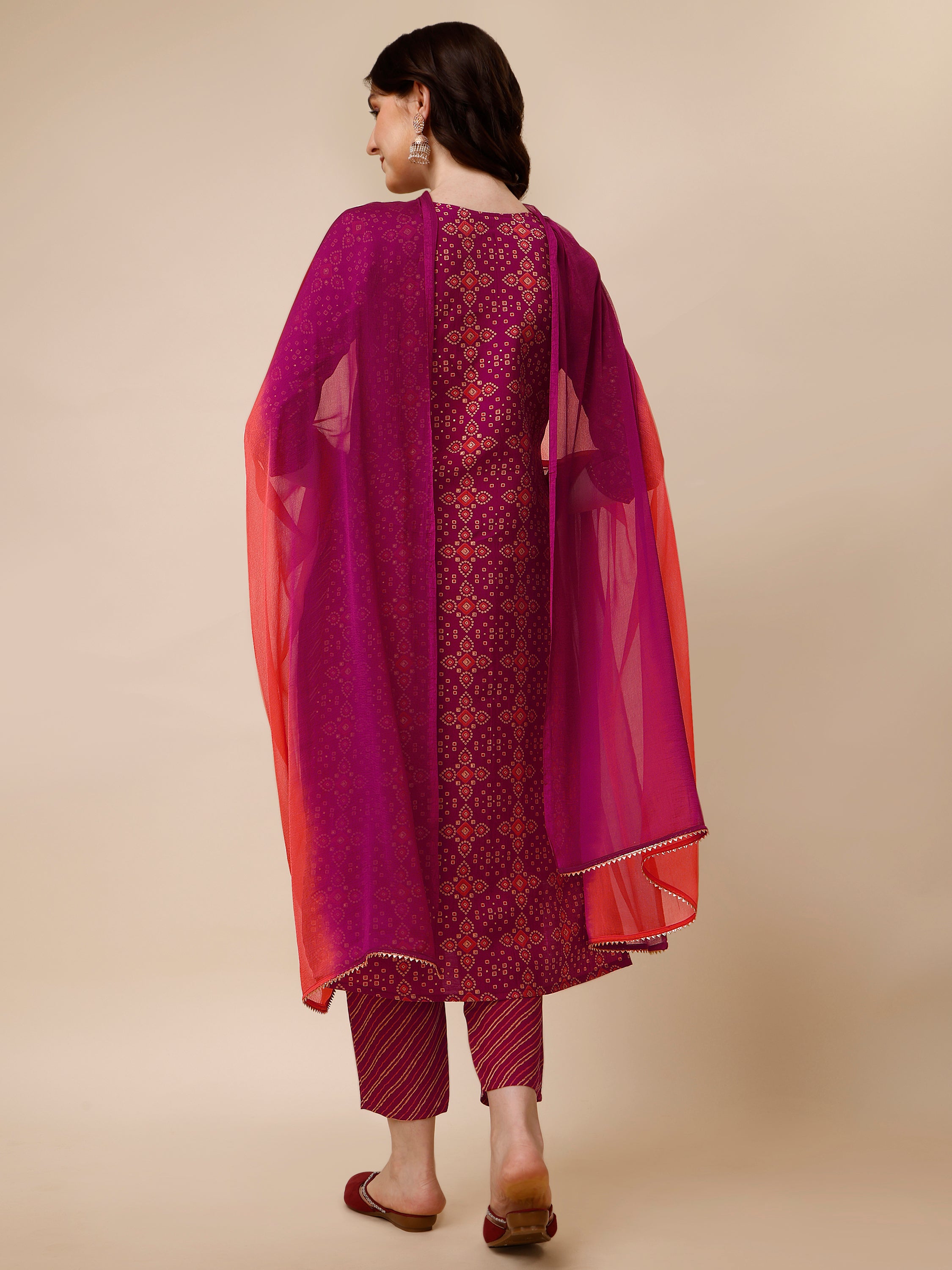 Ethnic Motif & Embroidered Kurta with Pant & Dupatta Set