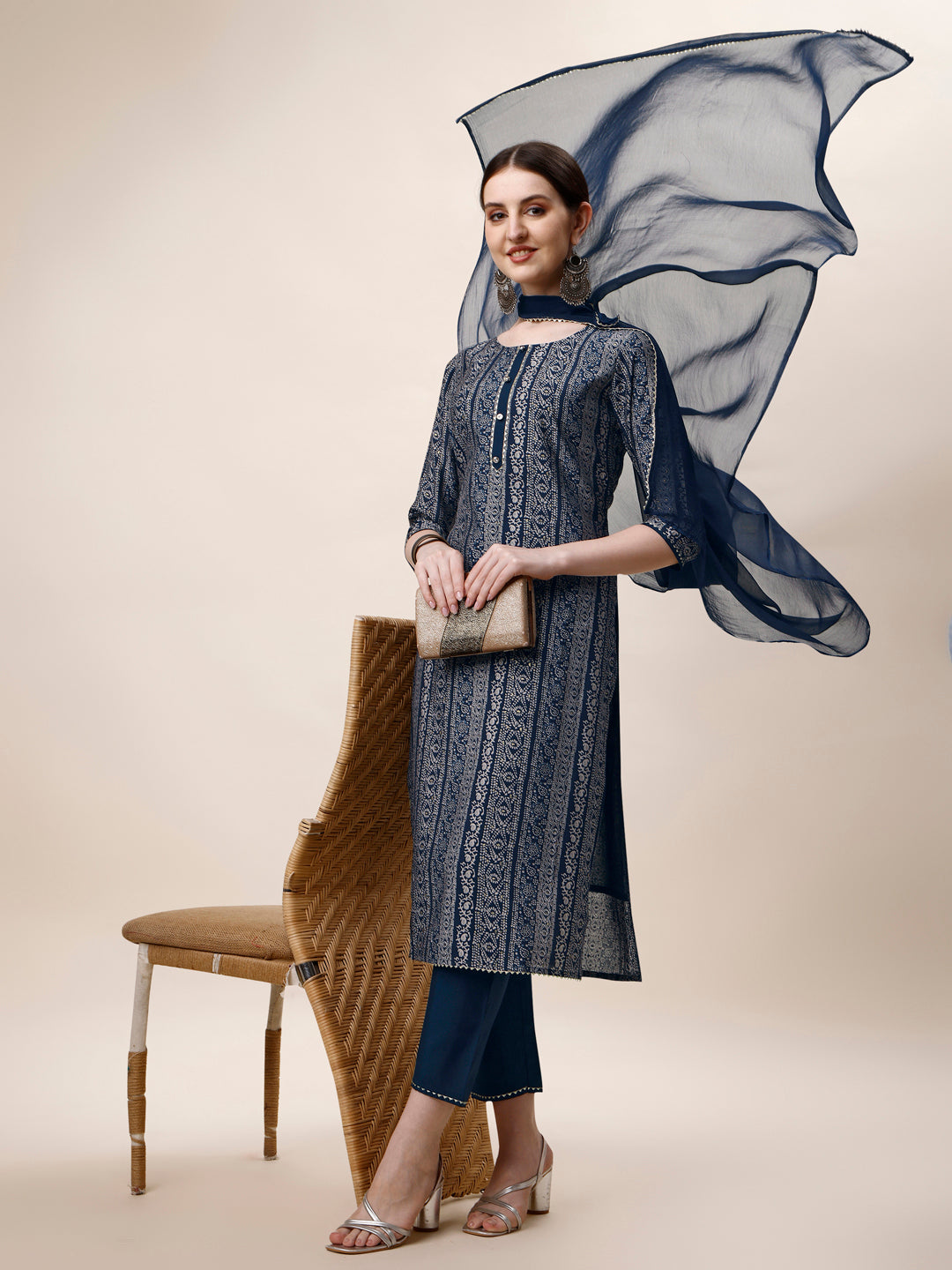 Printed Kurta with Pant and Dupatta Set